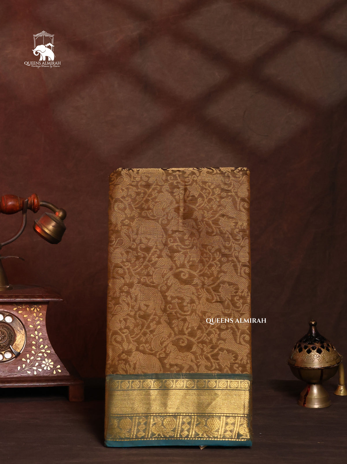 Mustard Brown Vanasingaram Kanchi Cotton Saree