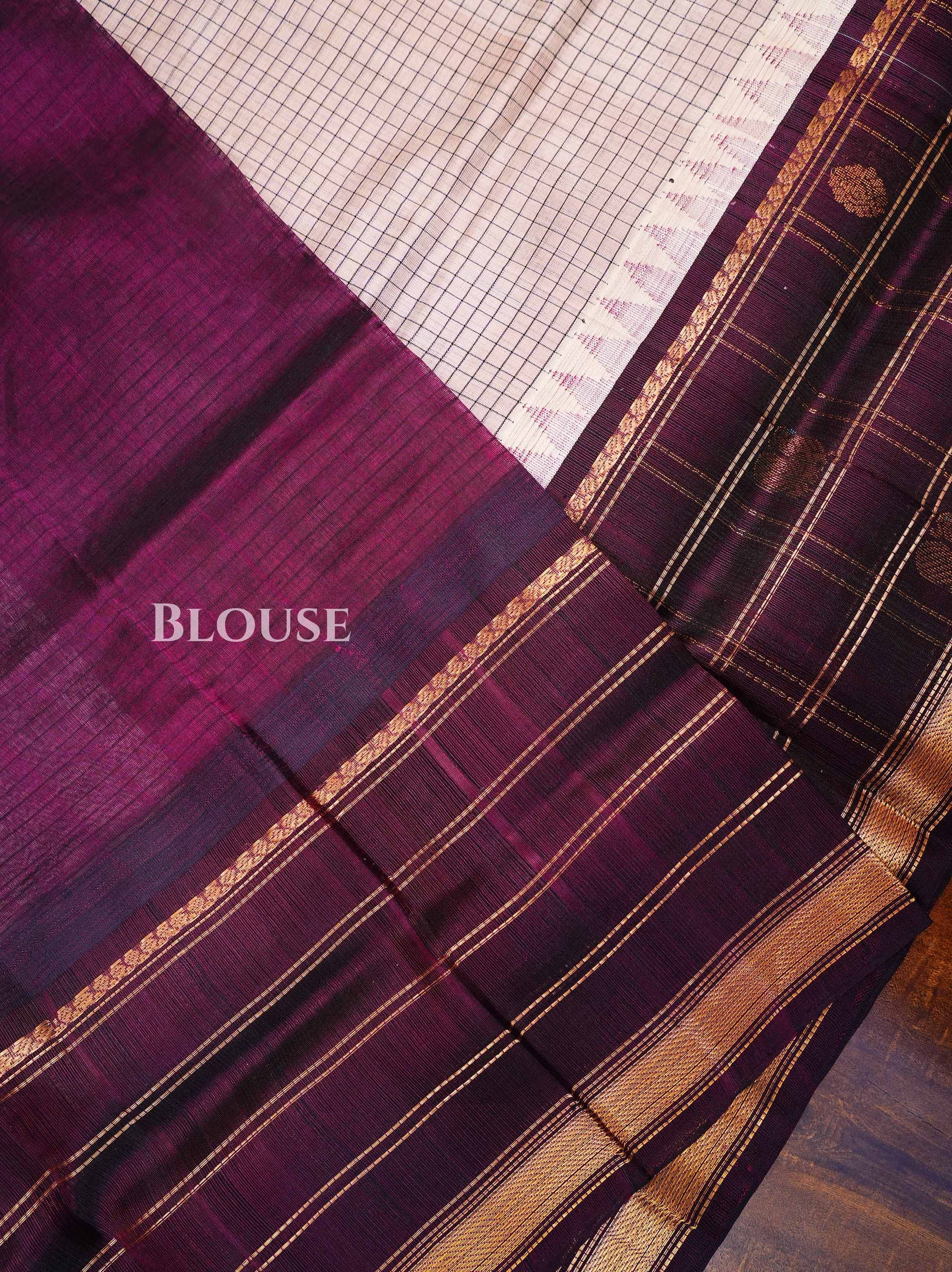 Off White With Cocoa Bean Pure Kanchi Silk Cotton Saree