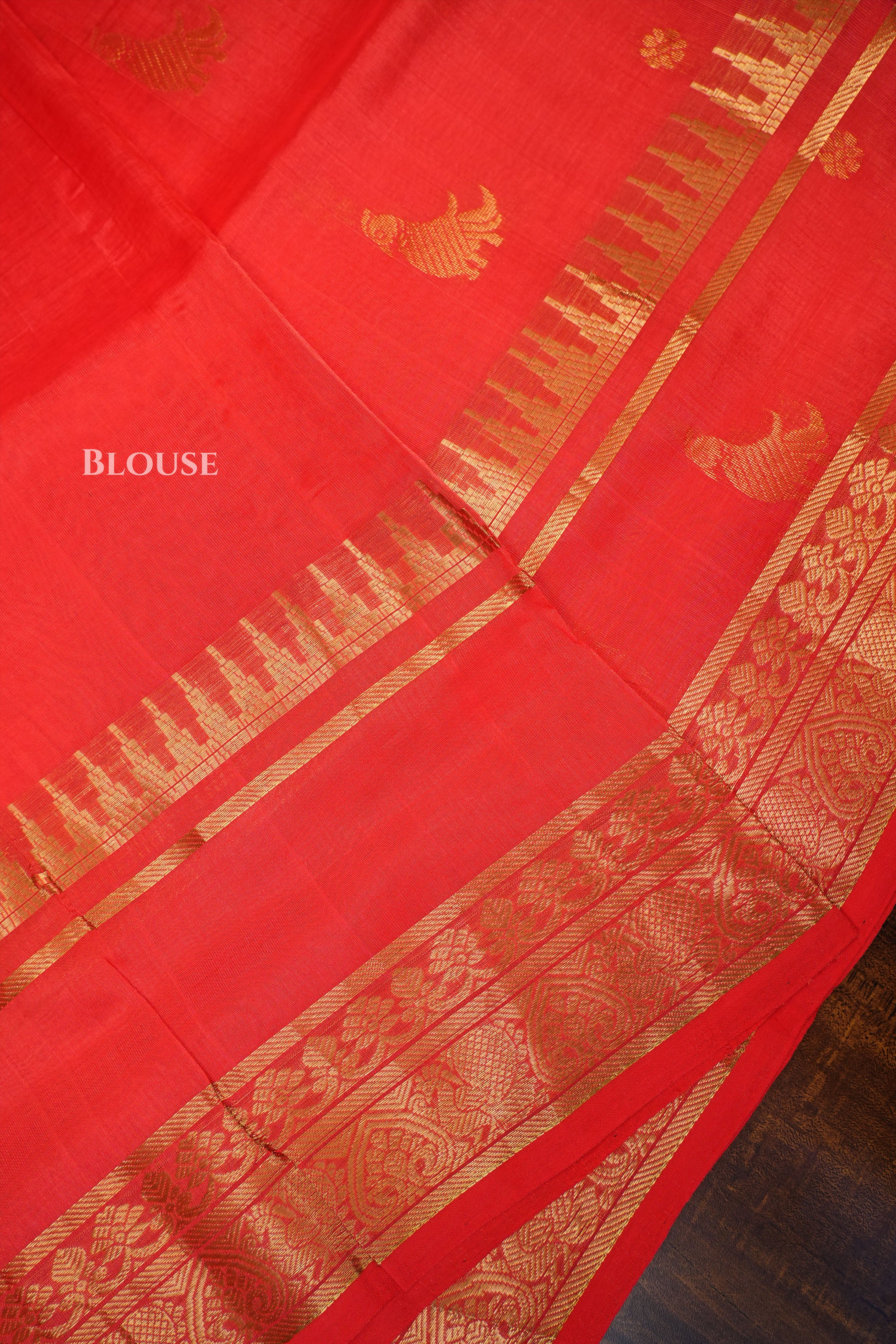 Dark Red Pure Silk Cotton Saree