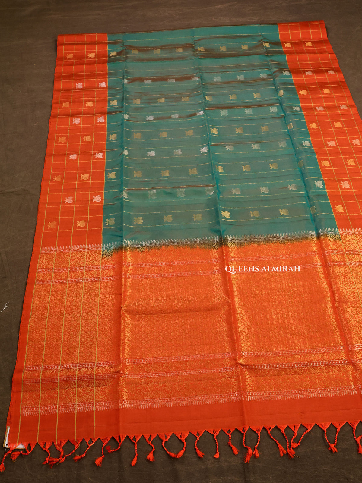 Green With Red Pure Soft Silk Saree