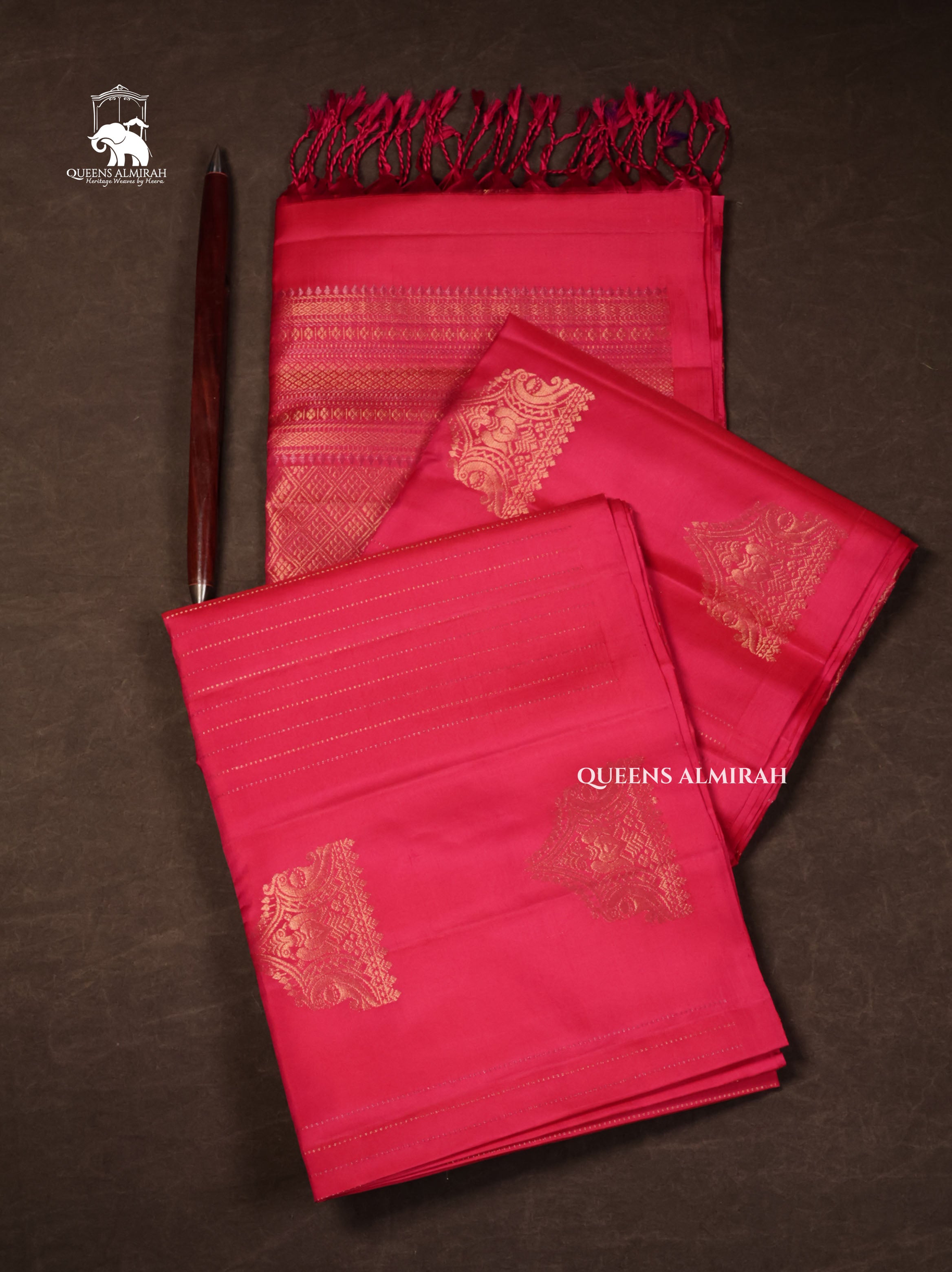 Rani Pink Pure Soft Silk Saree