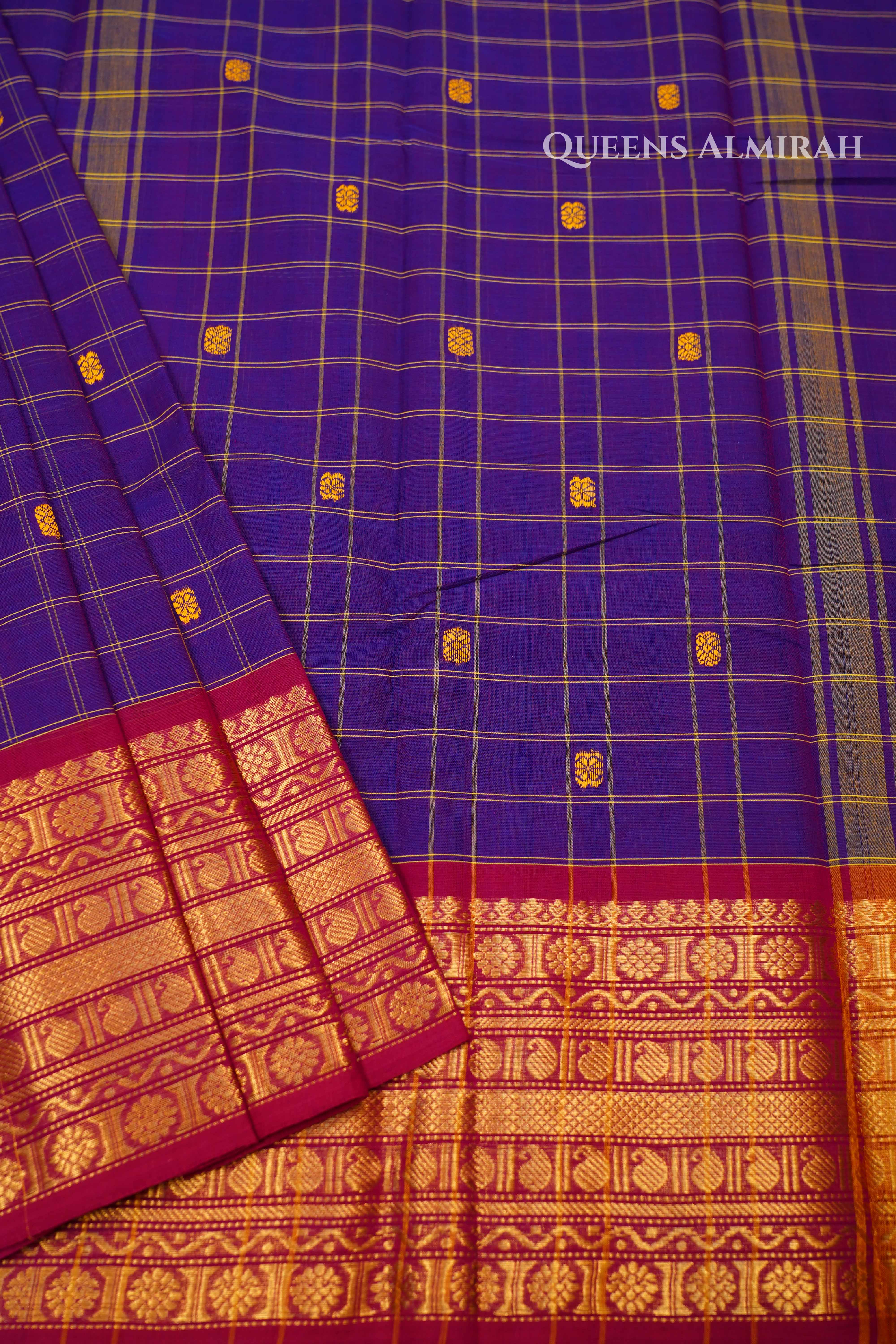 Purple With Red Kanchi Cotton Saree