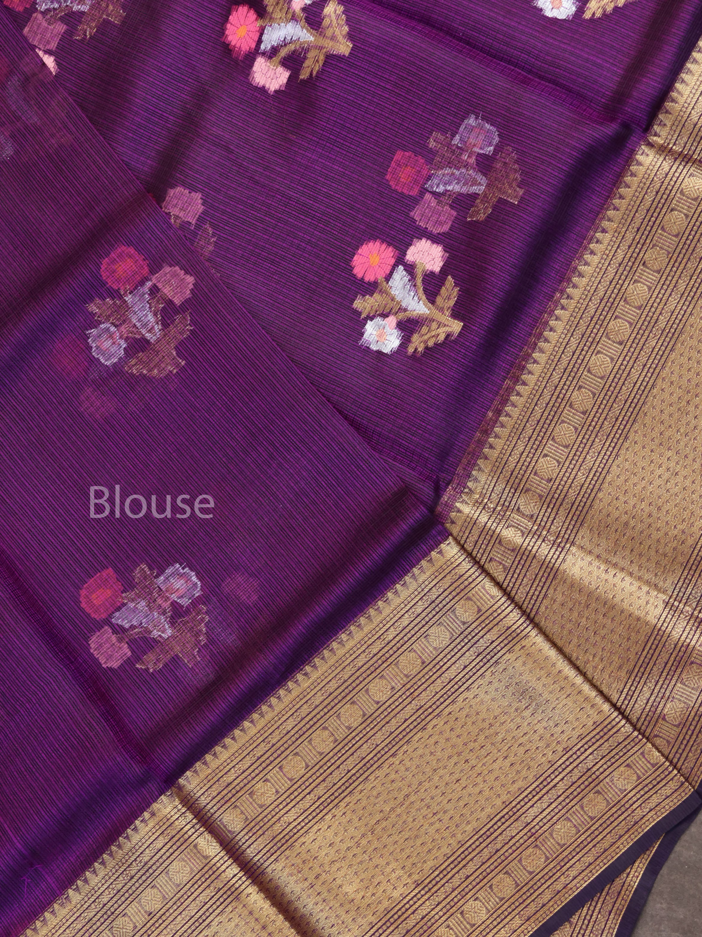 Purple Pure Kota Silk Saree