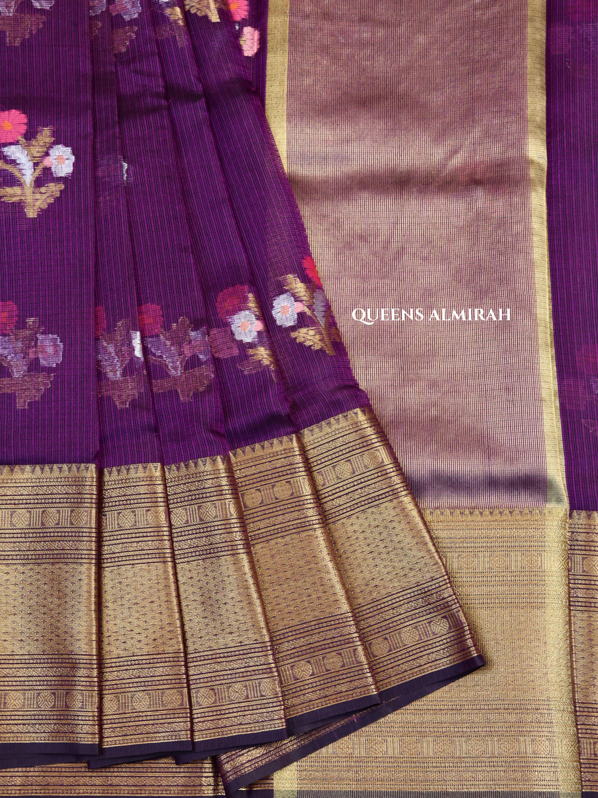 Purple Pure Kota Silk Saree