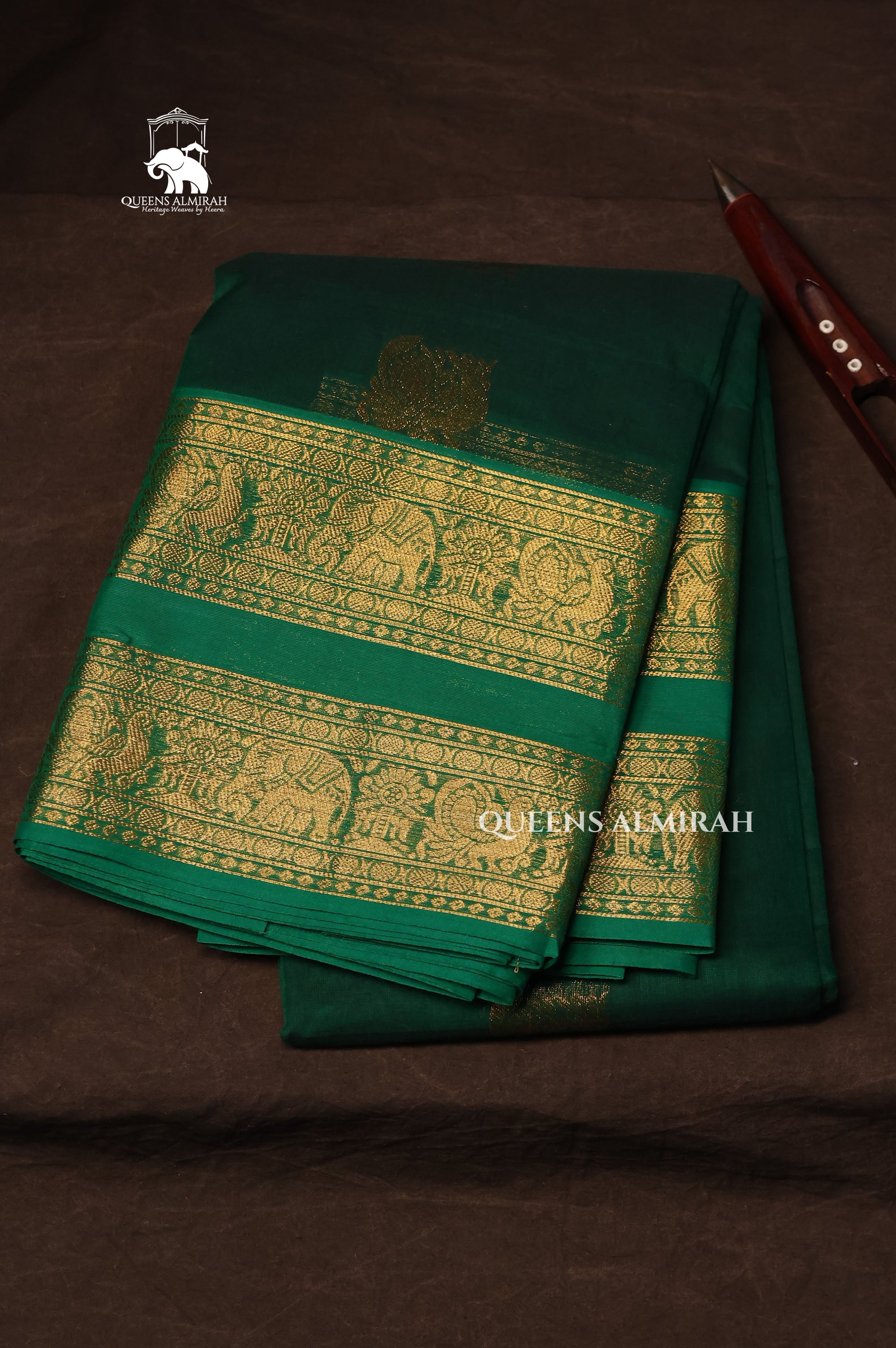 Dark Green Kanchi Cotton Saree