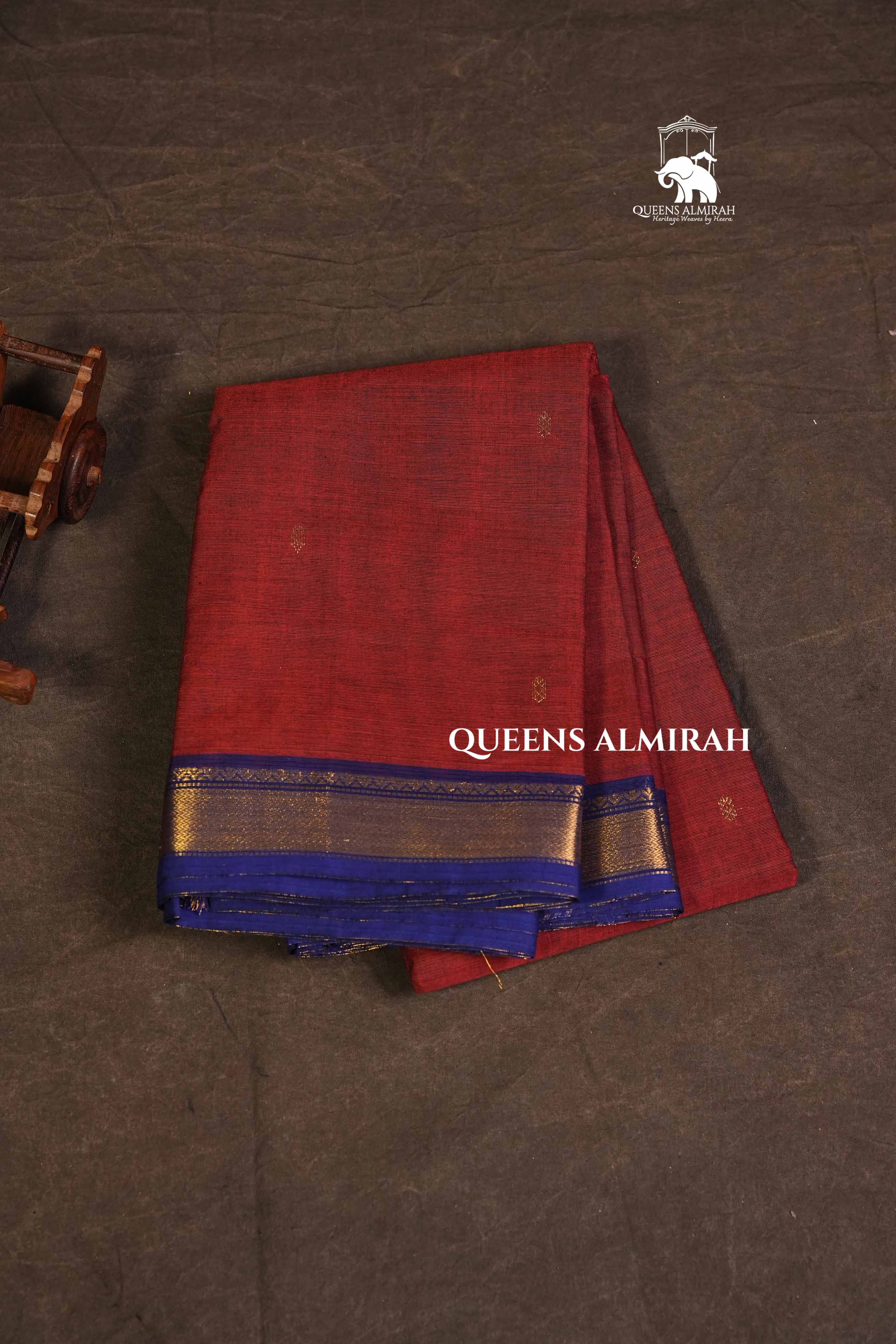 Maroon With Blue Kanchi Cotton Saree