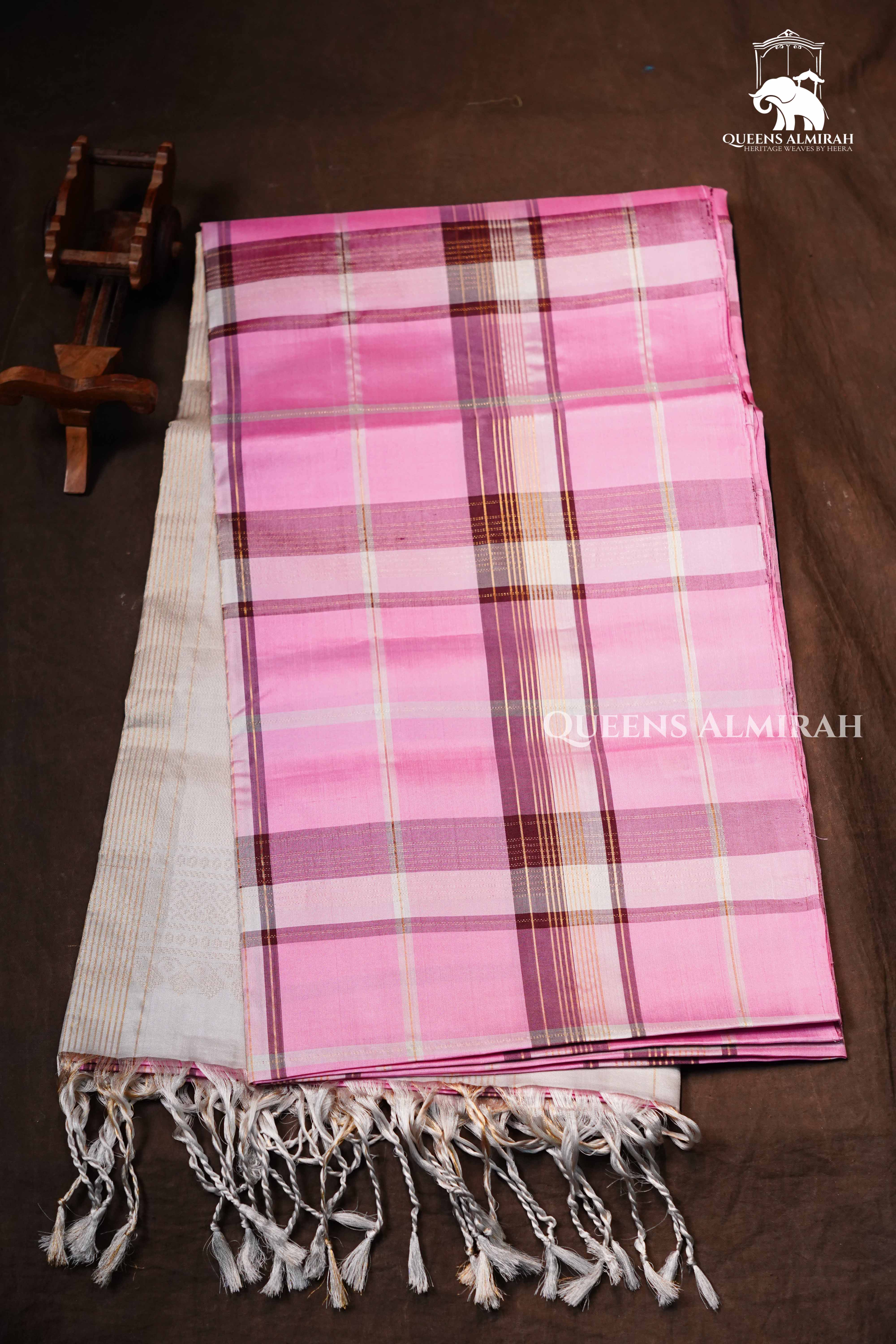 Rose Milk Pink  Pure Soft Silk Saree