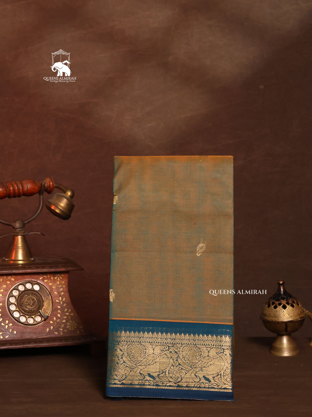 Green With Blue Kanchi Cotton Saree