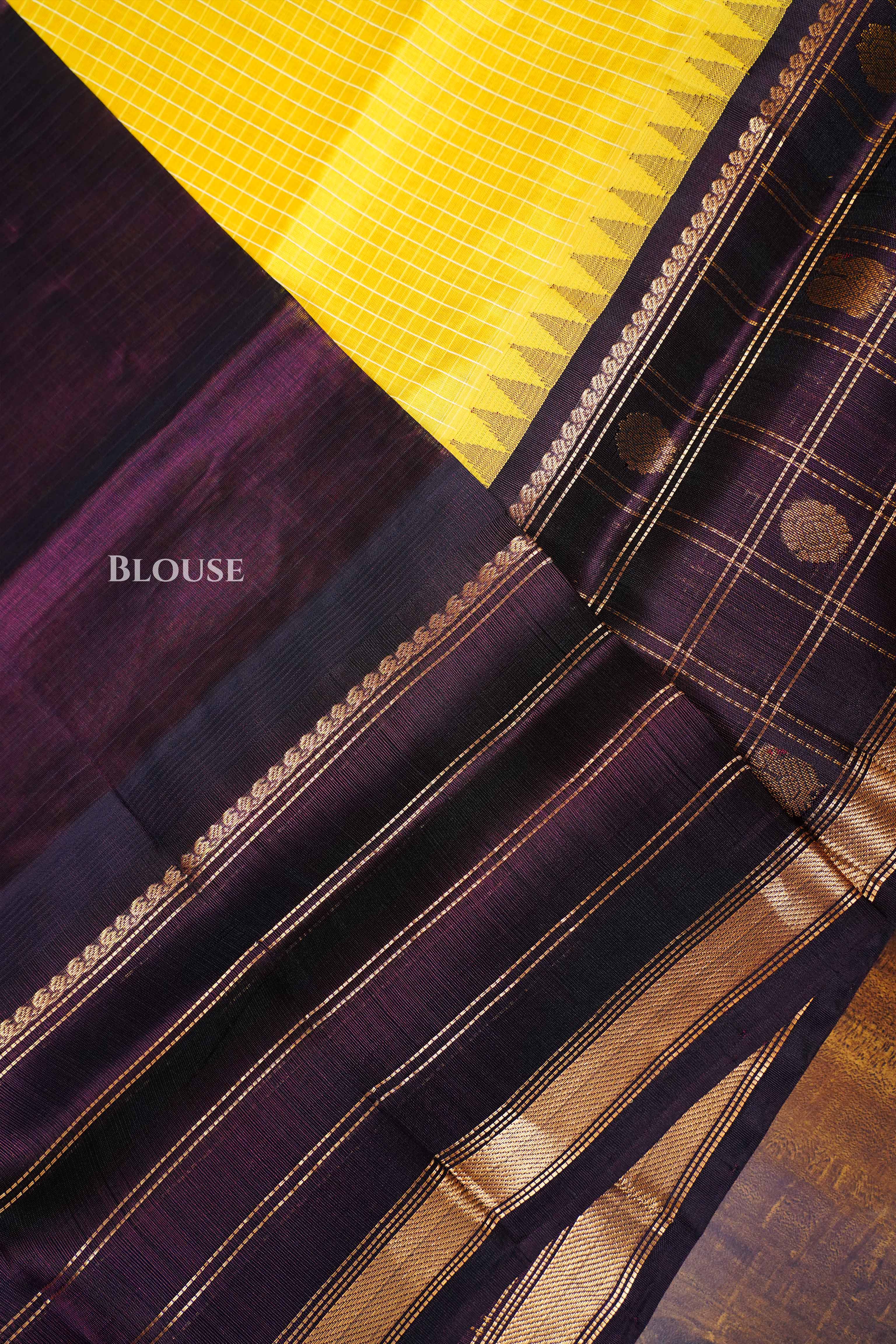 Yellow With Wine Pure Kanchi Silk Cotton Saree