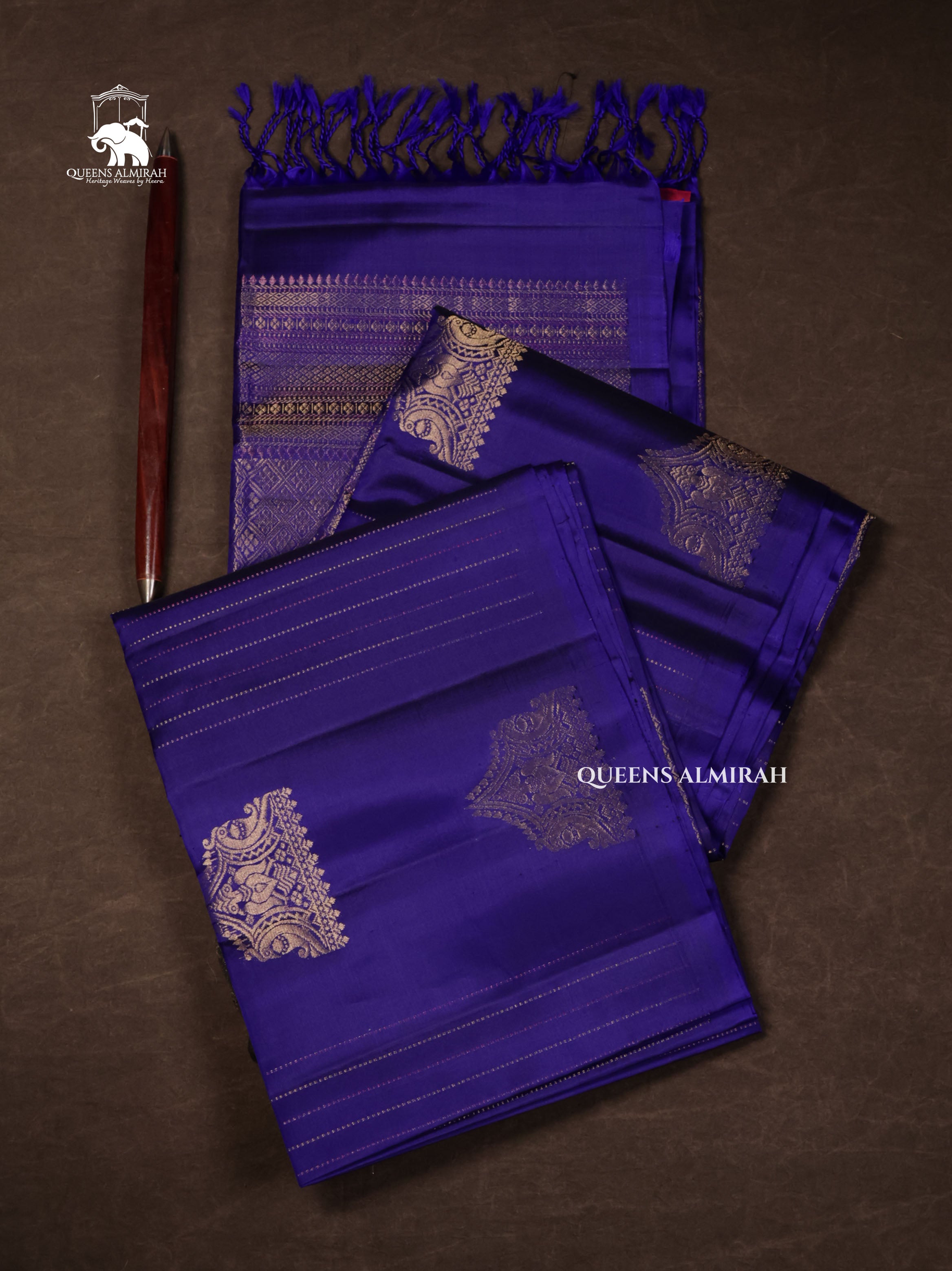 Ms Blue Blue Pure Soft Silk Saree