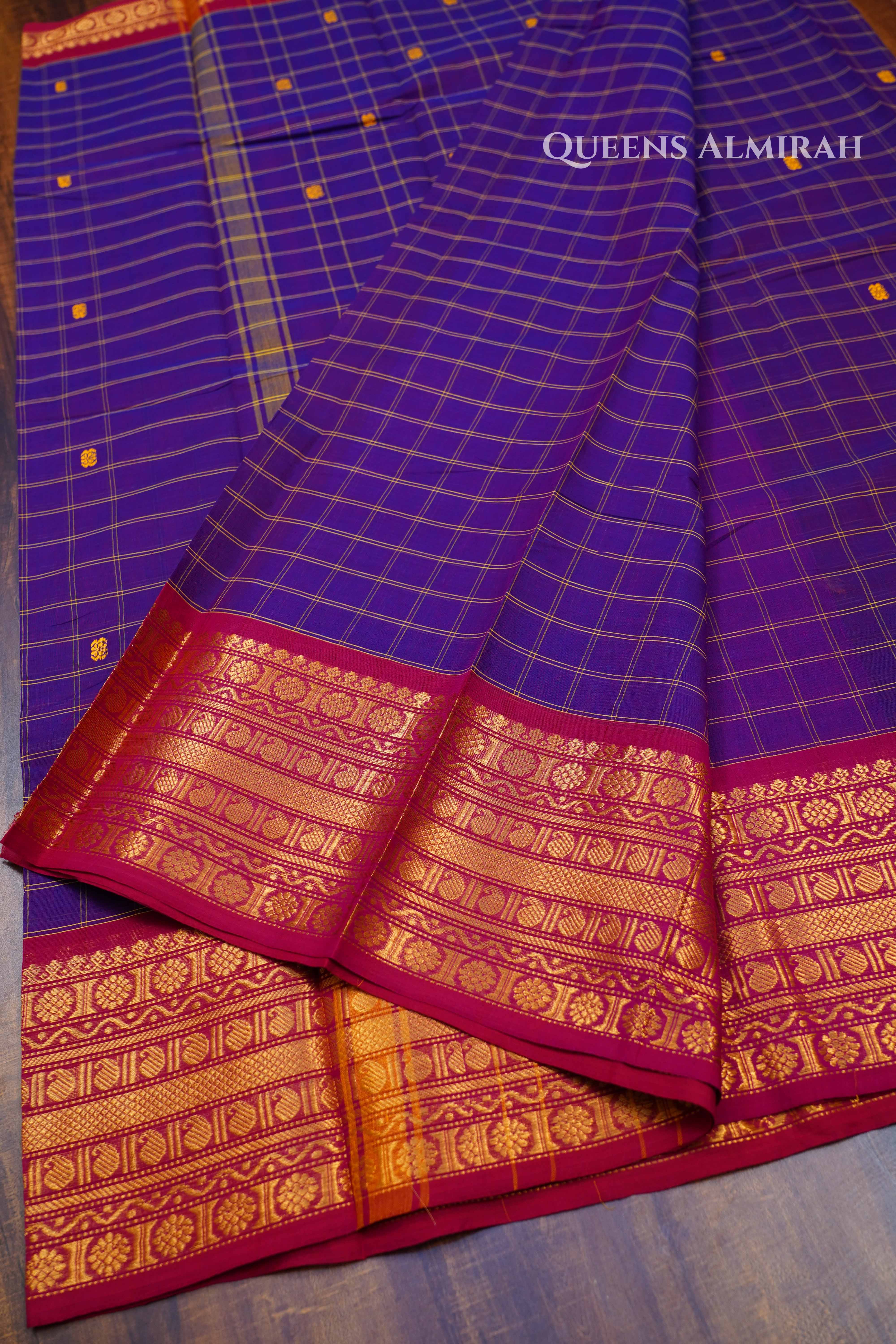 Purple With Red Kanchi Cotton Saree