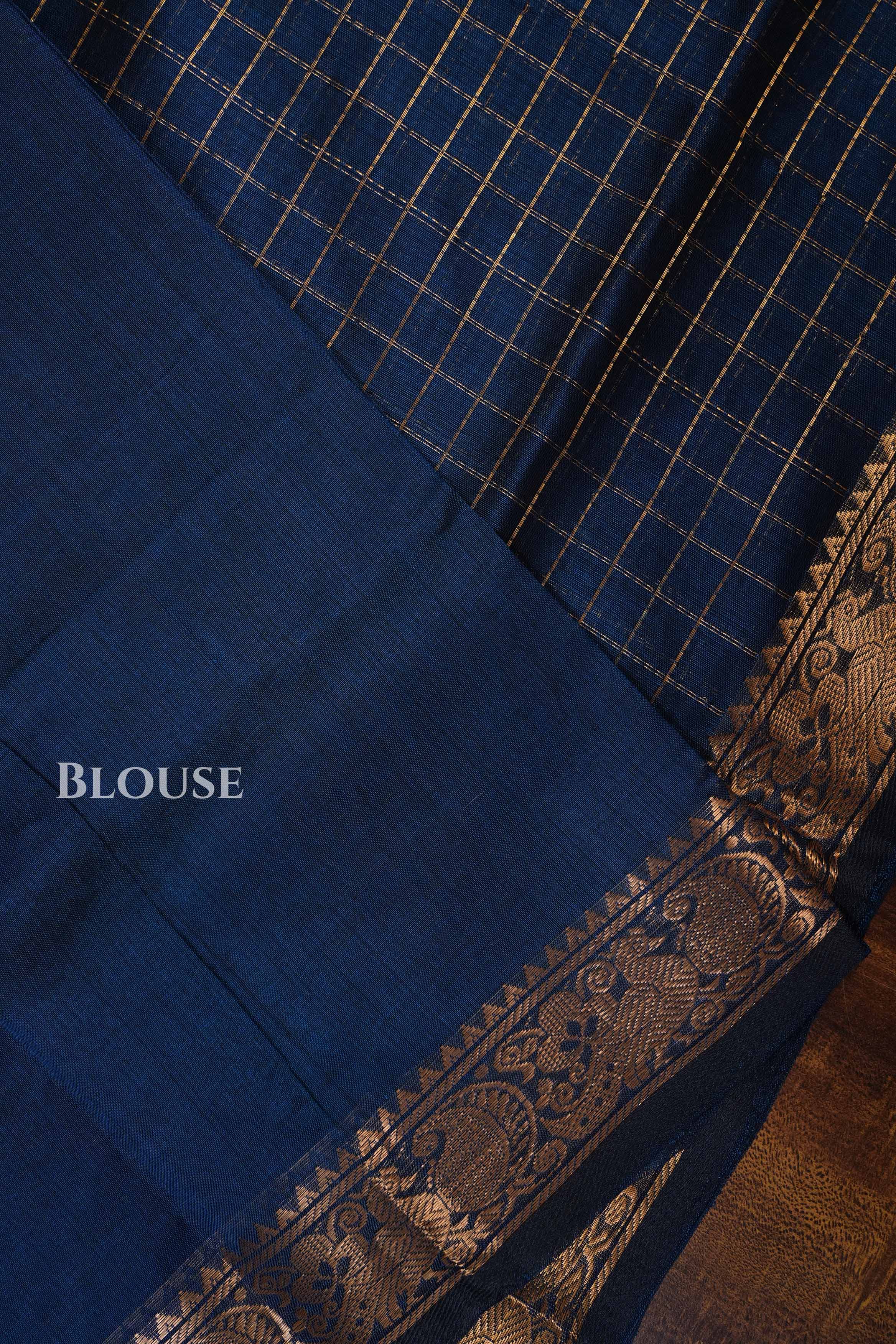Dark Blue Pure Silk Cotton Saree