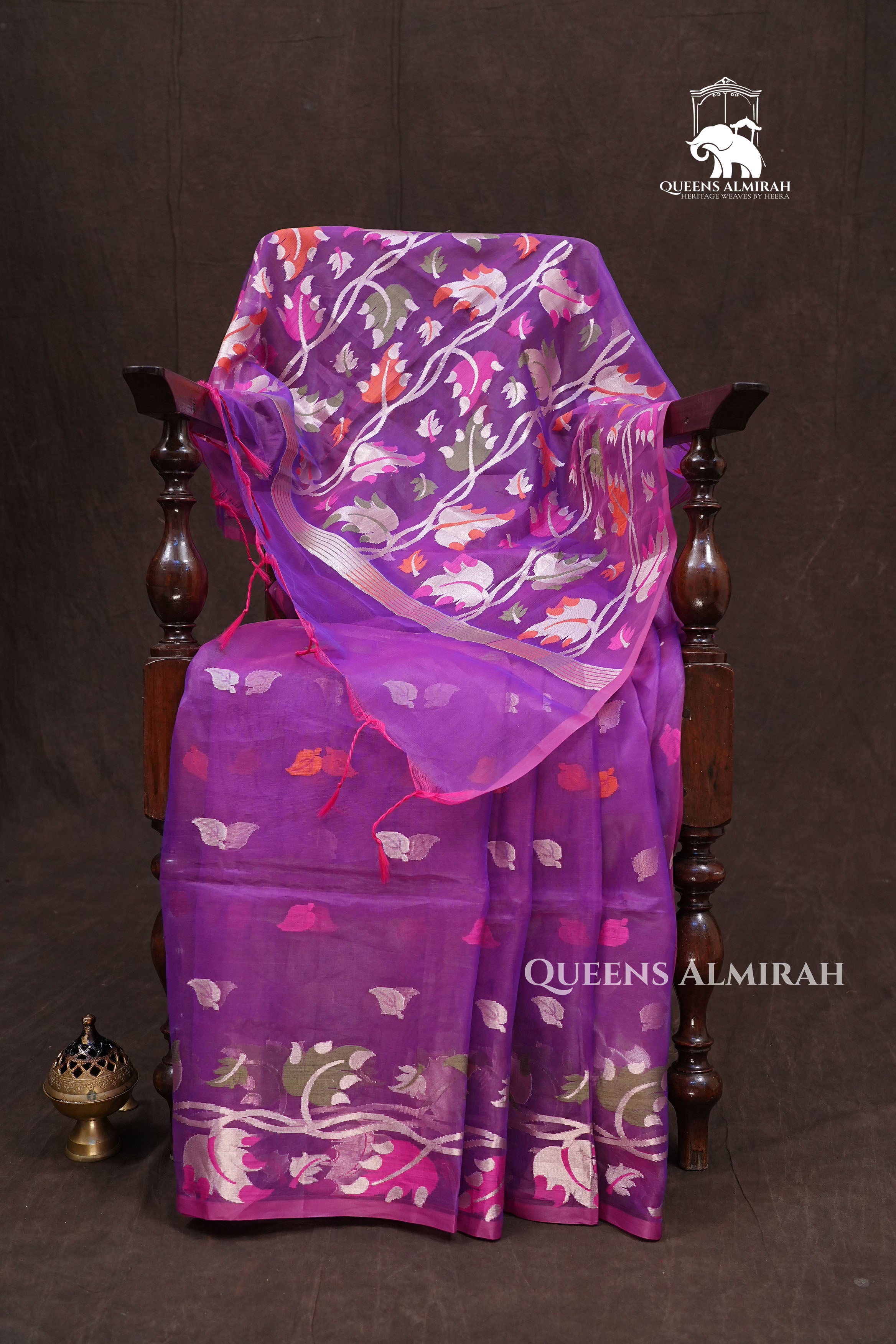 Purple Muslin Jamdani Saree