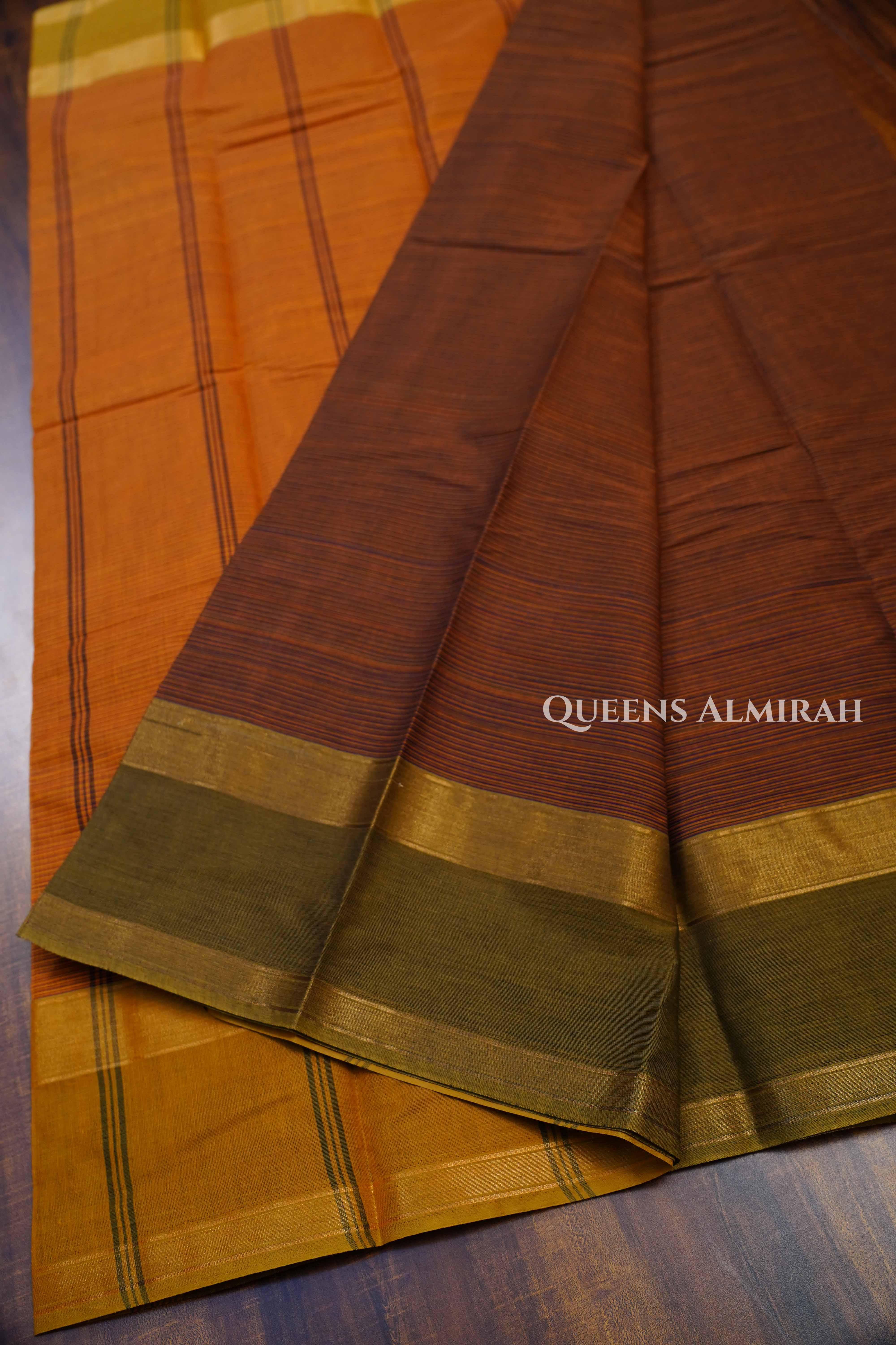 Brown Chettinad Cotton Saree