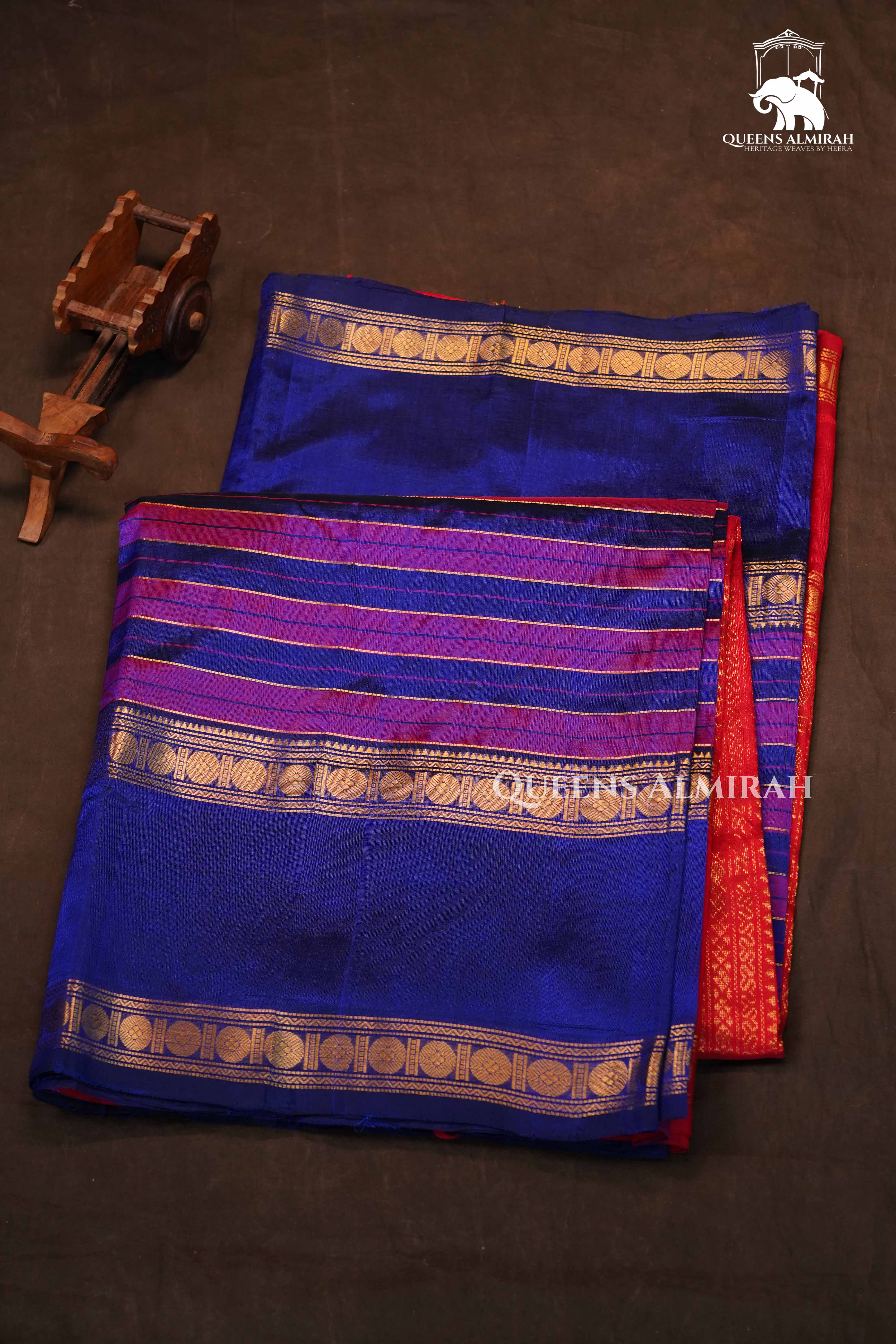 Royal Blue With Purple Pure Kanchi Silk Cotton Saree
