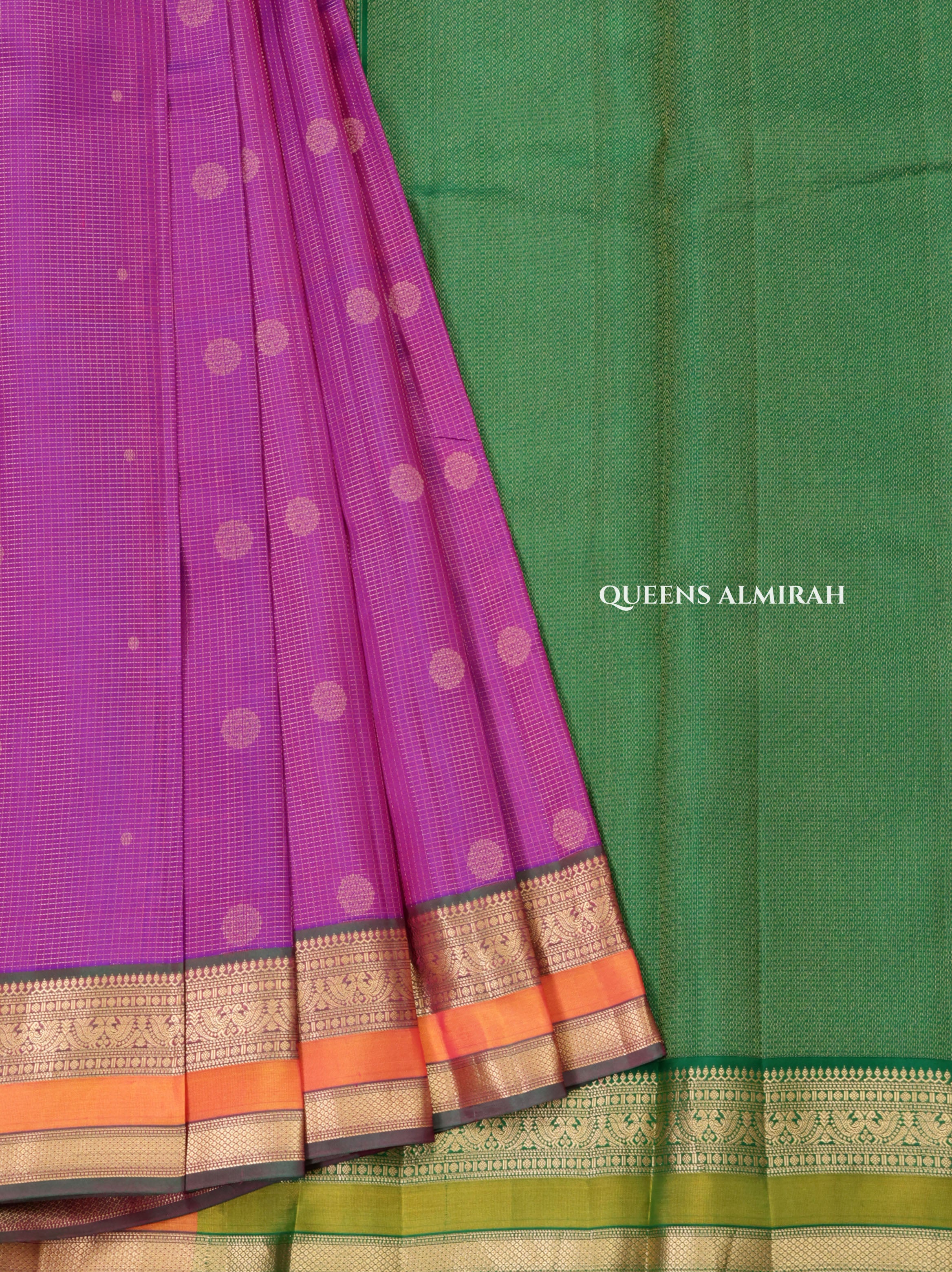 Purple With Green Pure Kanchivaram Silk Saree
