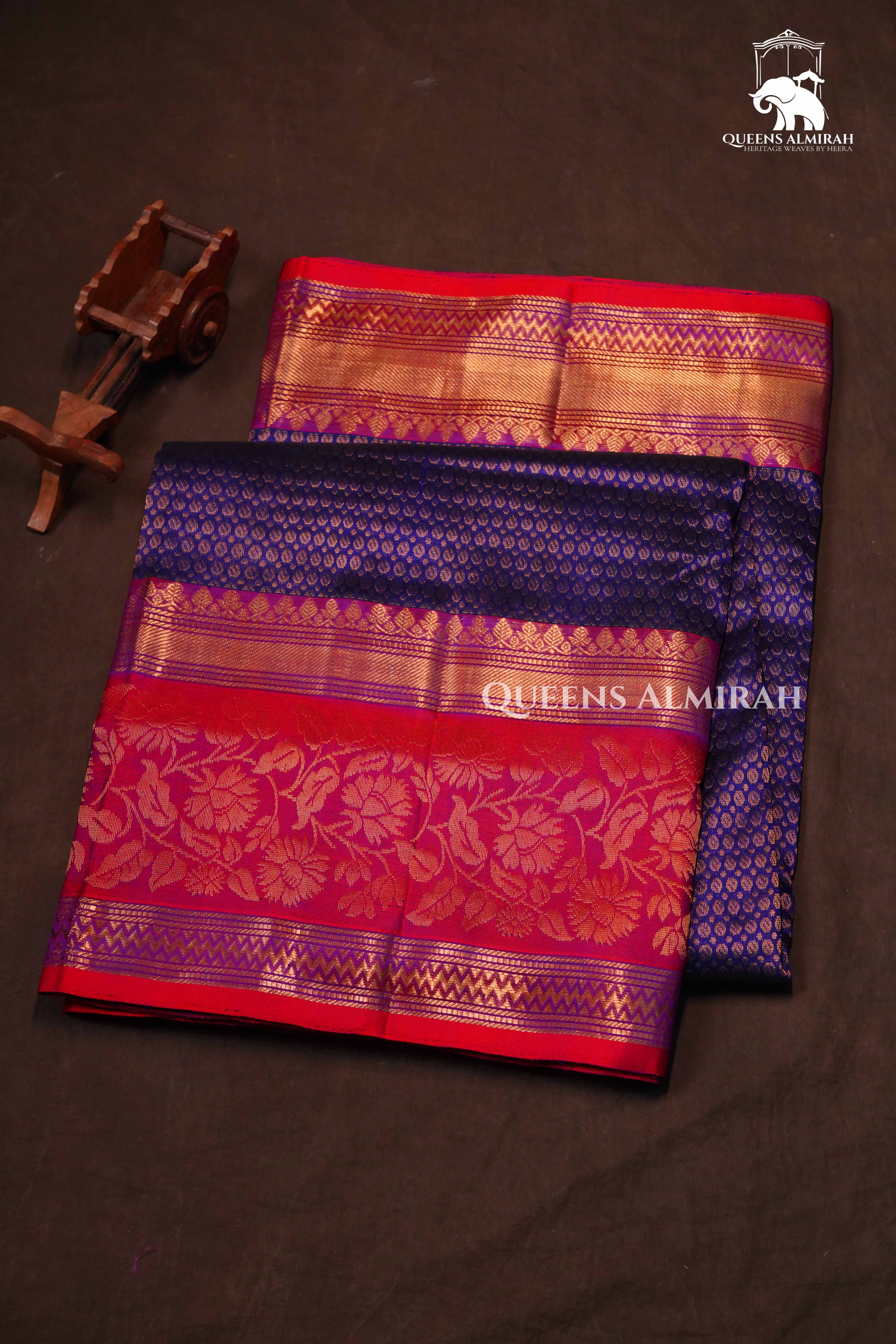 Purple With Red Pure Kanchi Silk Cotton Saree
