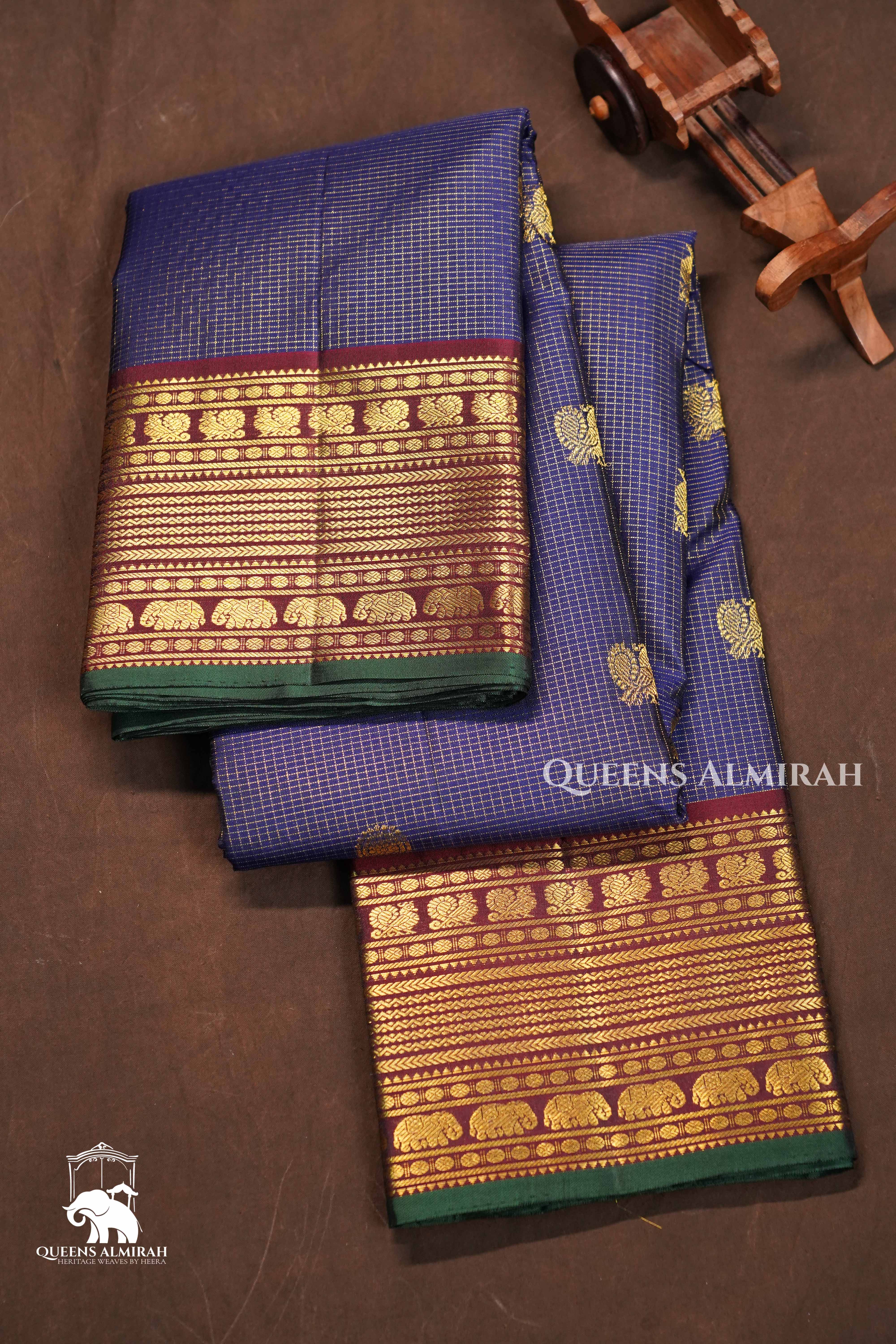 Navy Blue Pure Kanchivaram Silk Saree