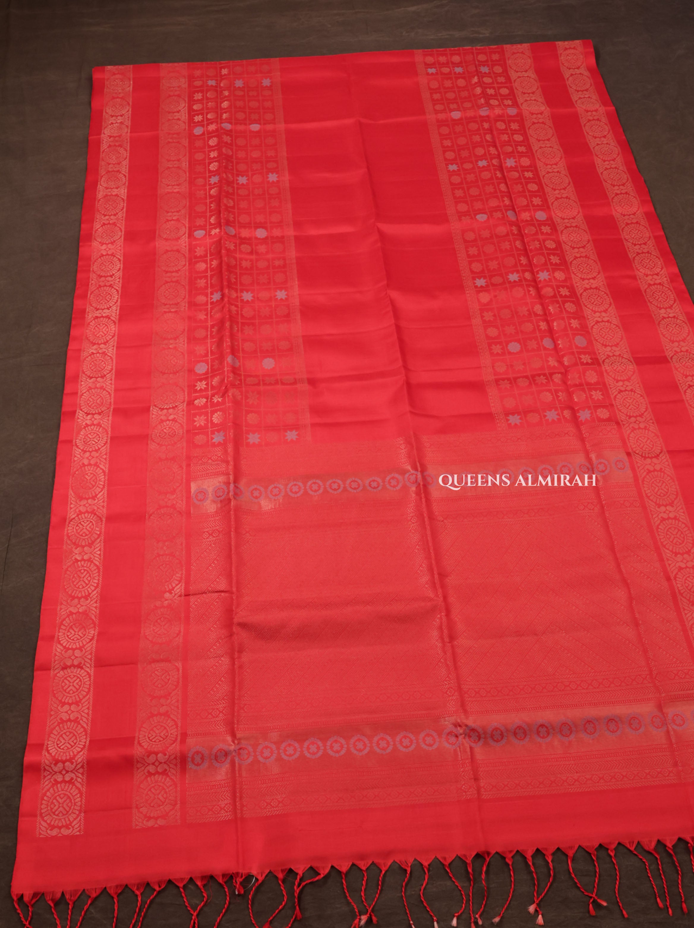 Red Athangudi Inspired Pure Soft Silk Saree