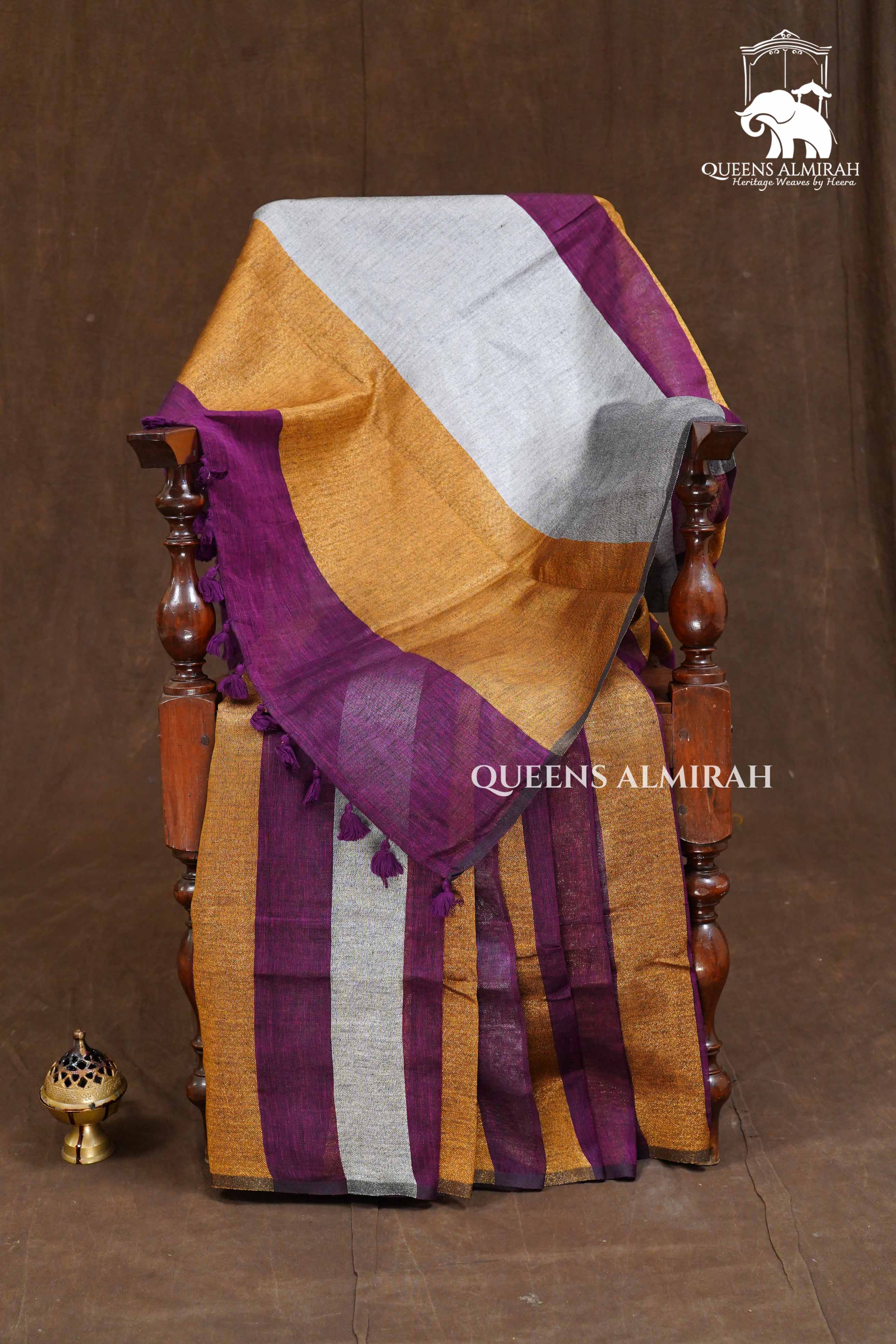 Multi Color Linen Tissue Saree