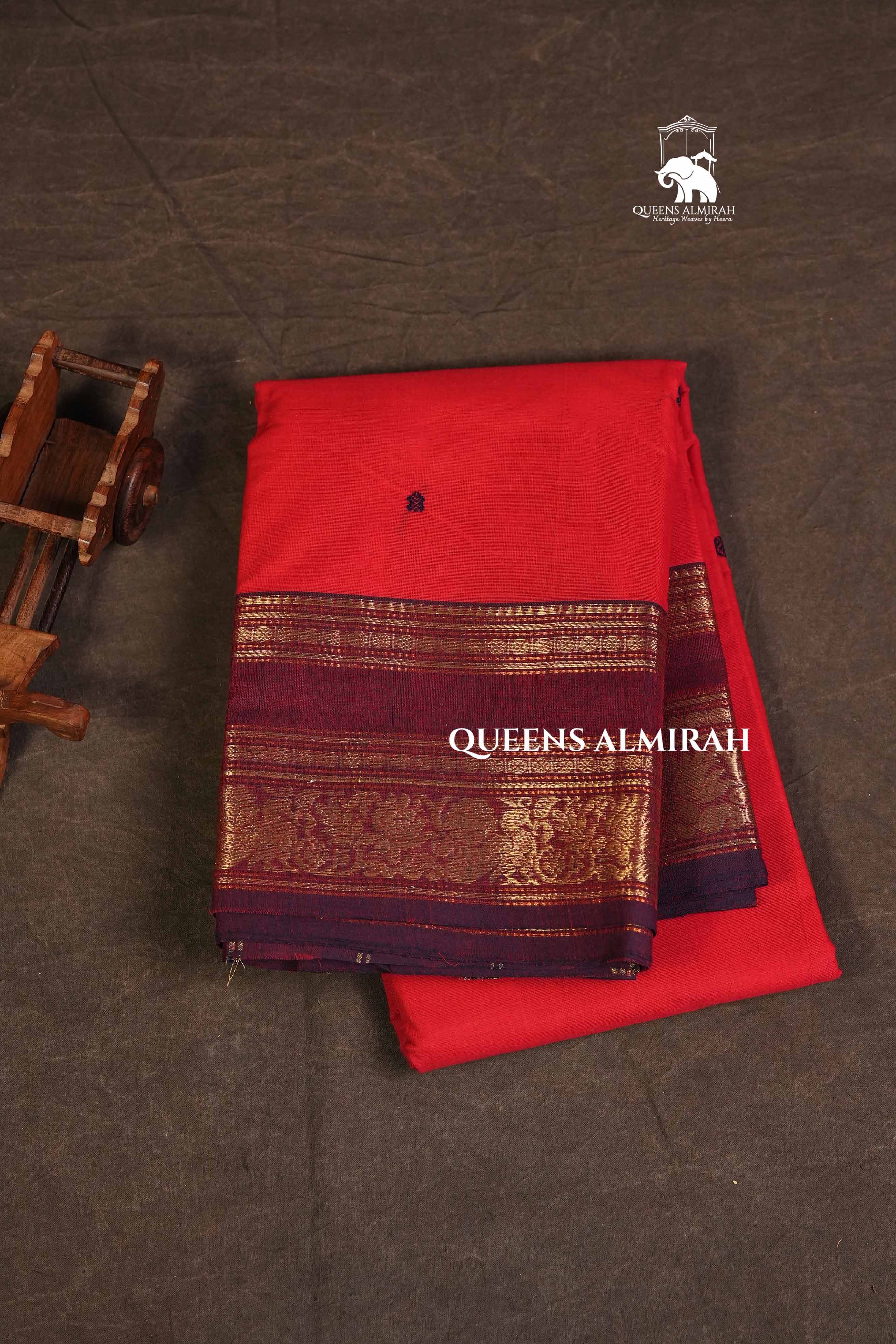 Red With Purple Kanchi Cotton Saree