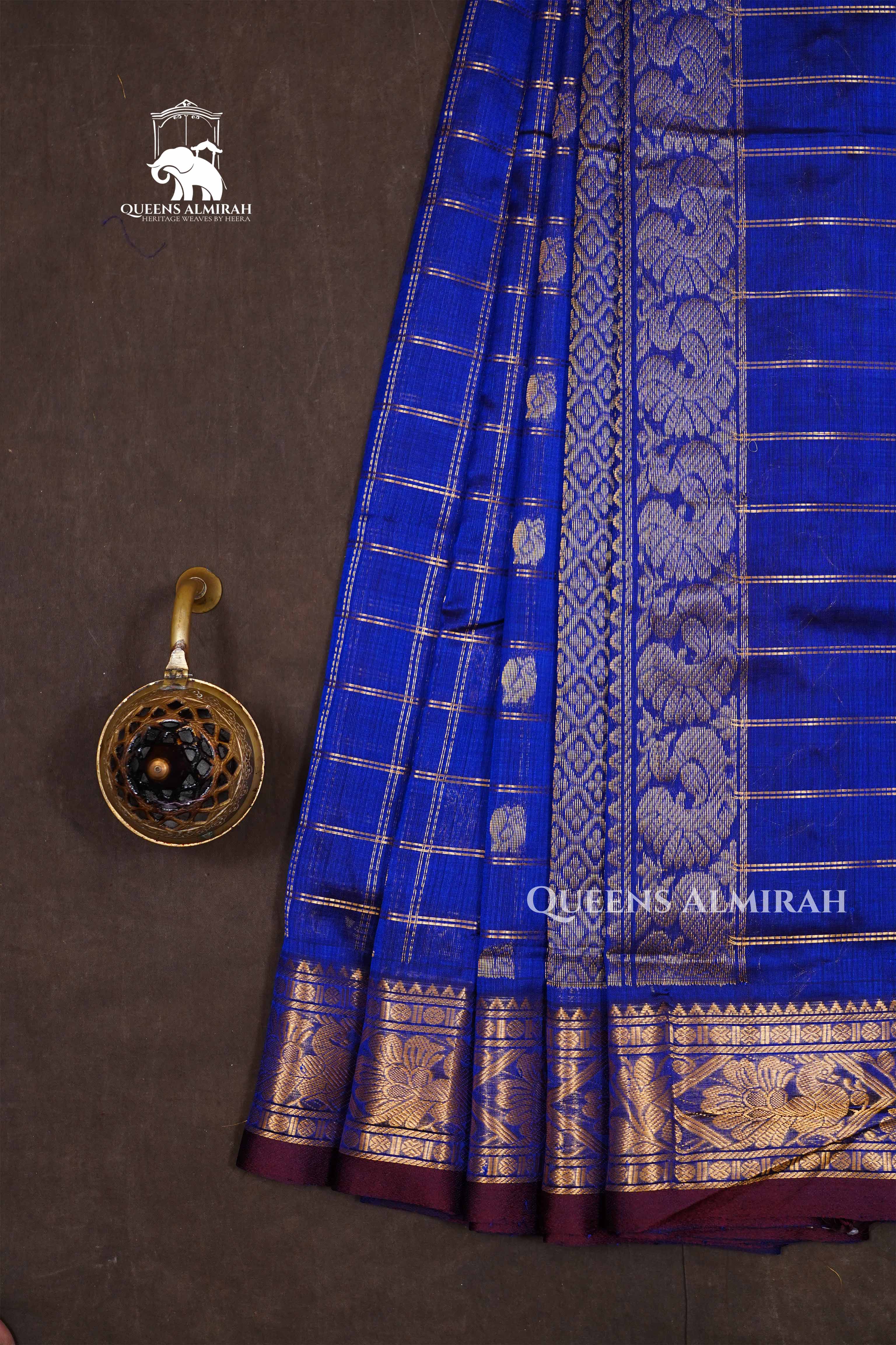 Dark Navy Blue Pure Kanchi Silk Cotton Saree