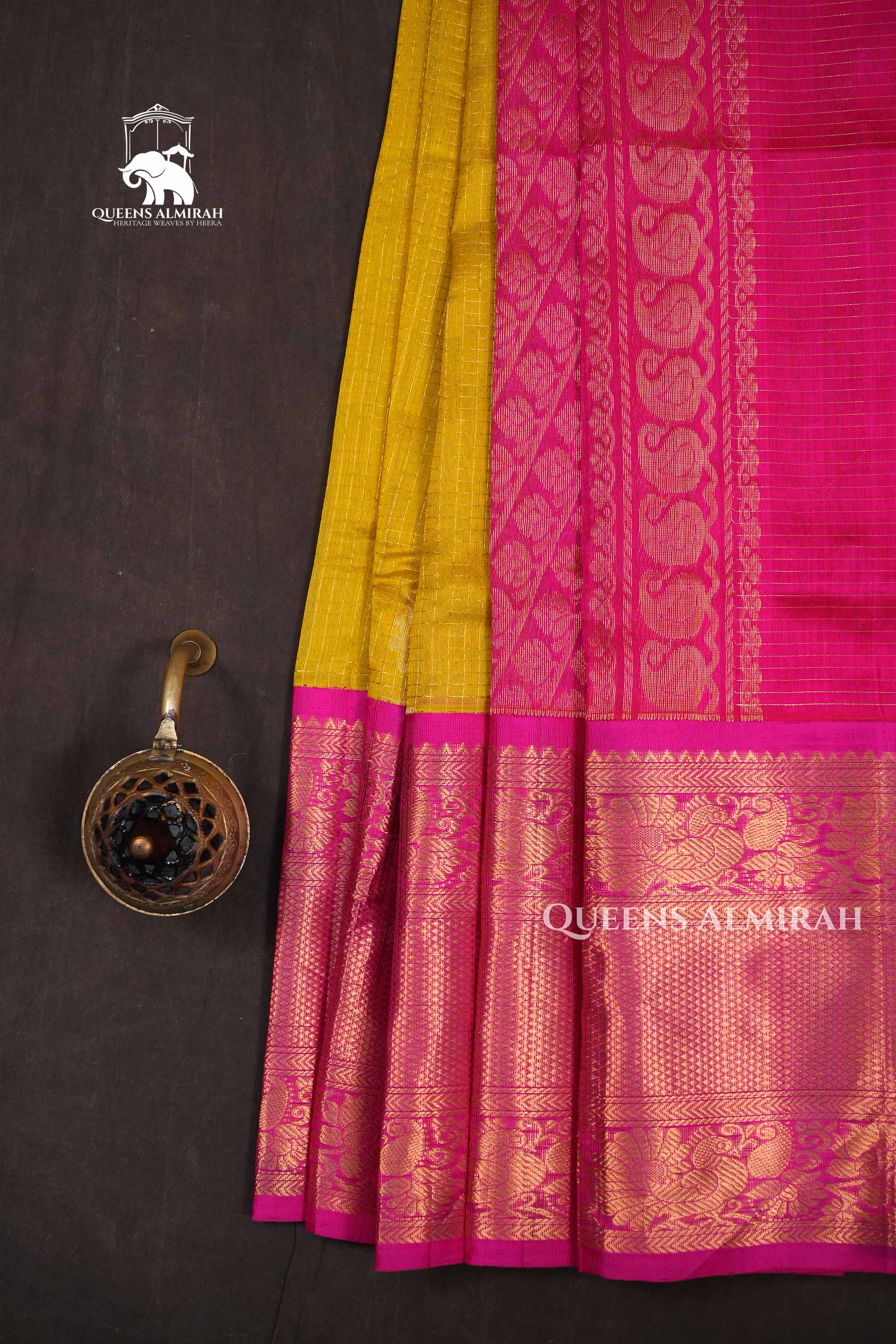 Mango Yellow With Pink Pure Silk Cotton Saree