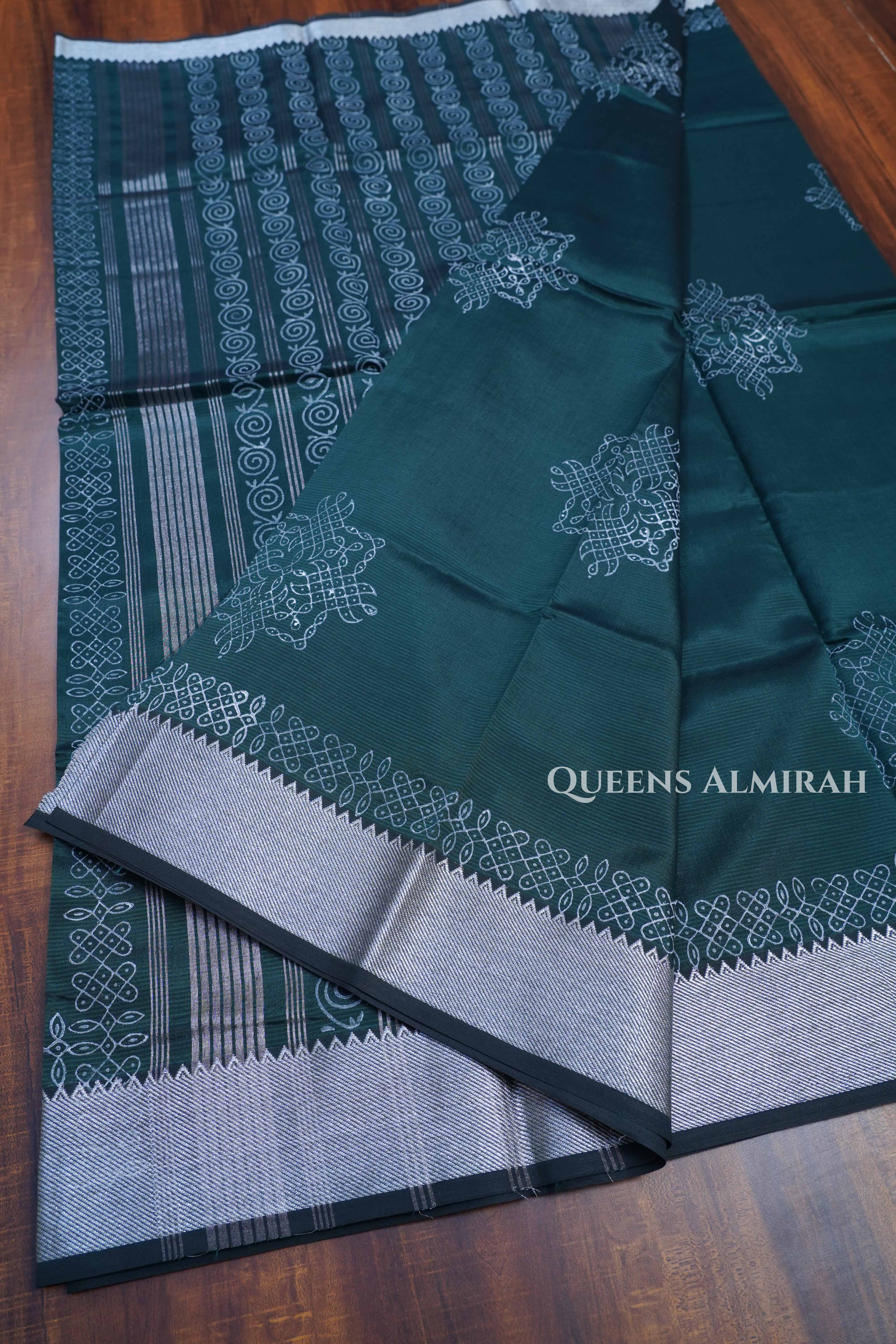 Dark Green Mangalgiri Saree