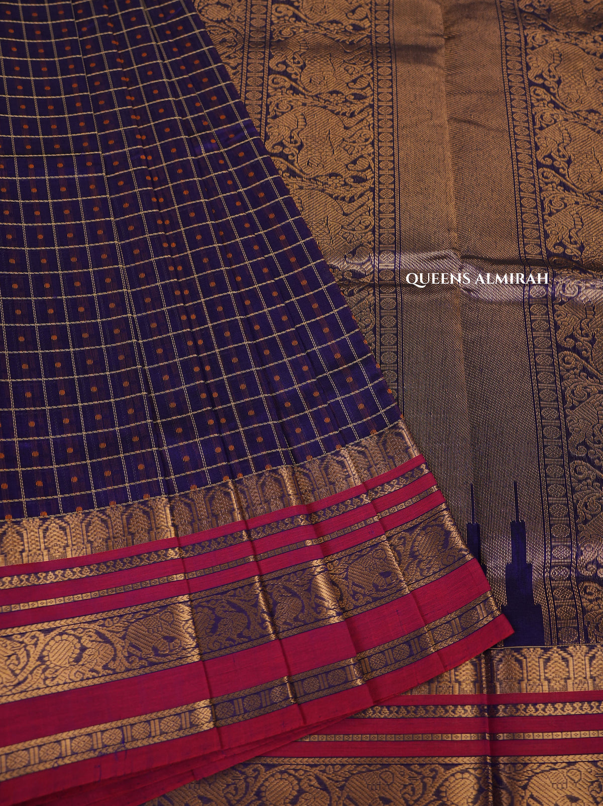 Violet With Pink Chettinad Silk Cotton Saree