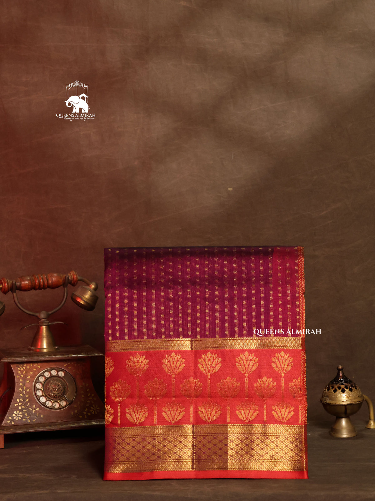Purple With Red Pure Silk Cotton Saree