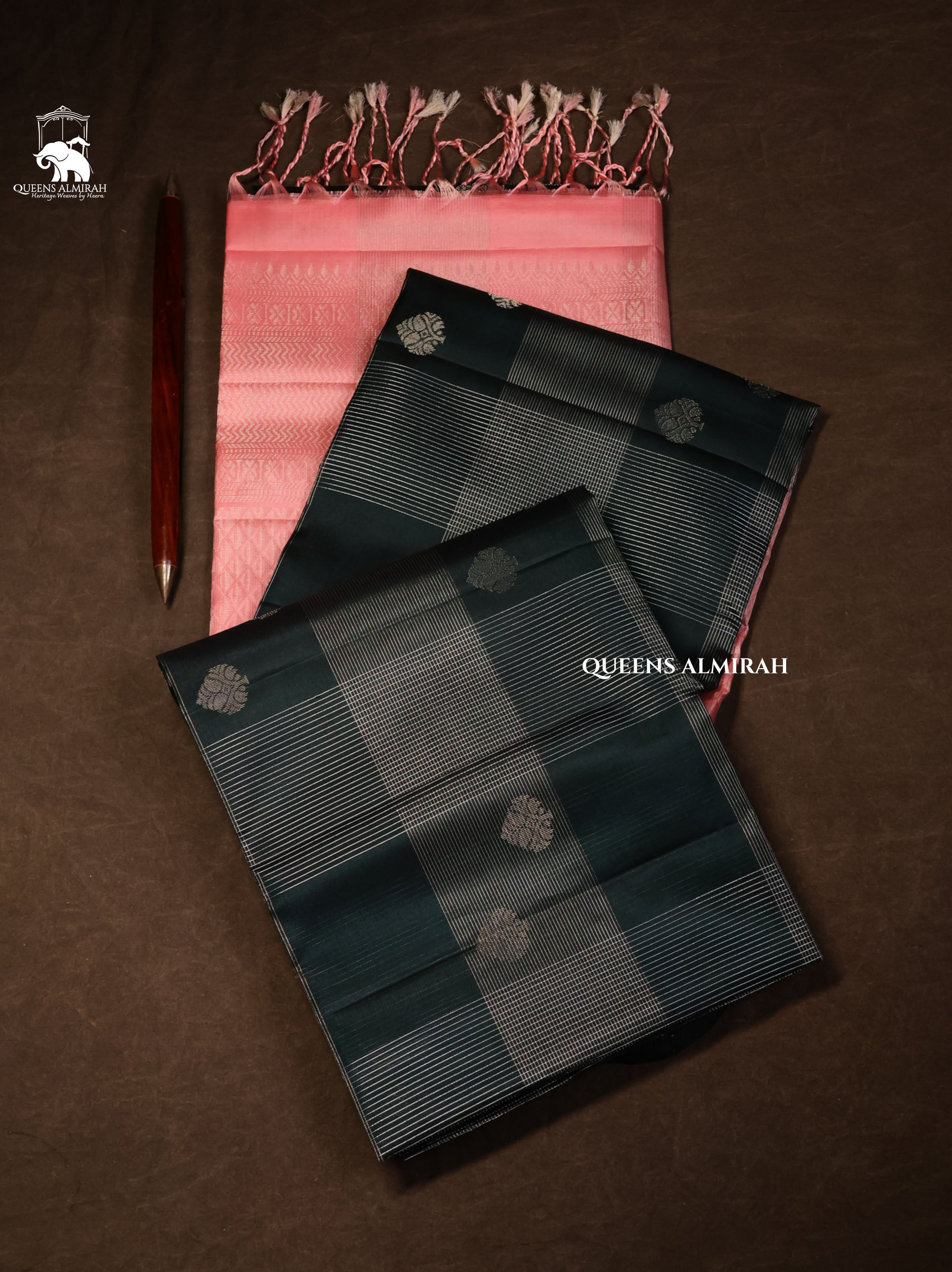 Dark Green Vairaoosi Kattam Pure Soft Silk Saree