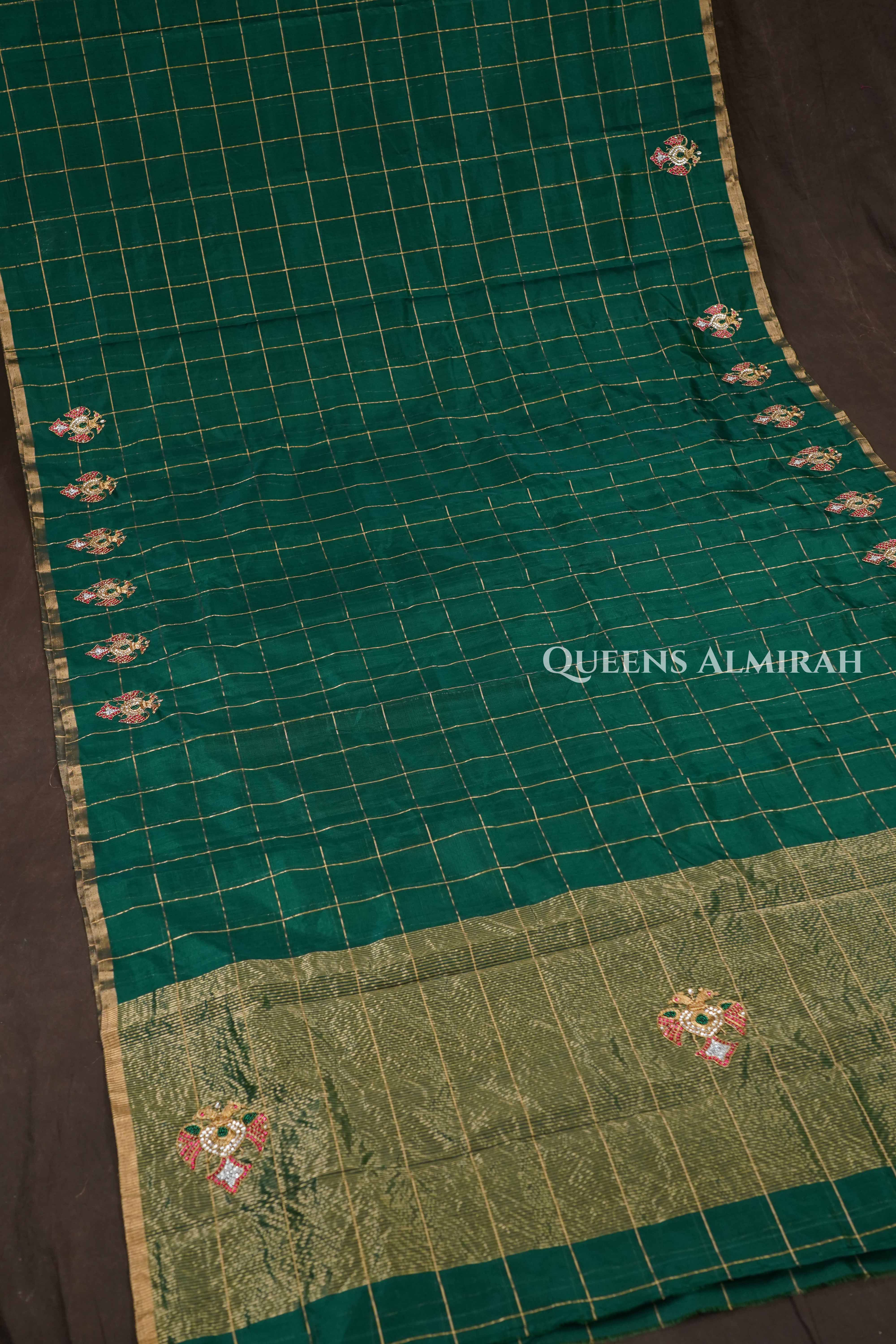 Green Ganda Berunda Pure Chanderi Silk Saree