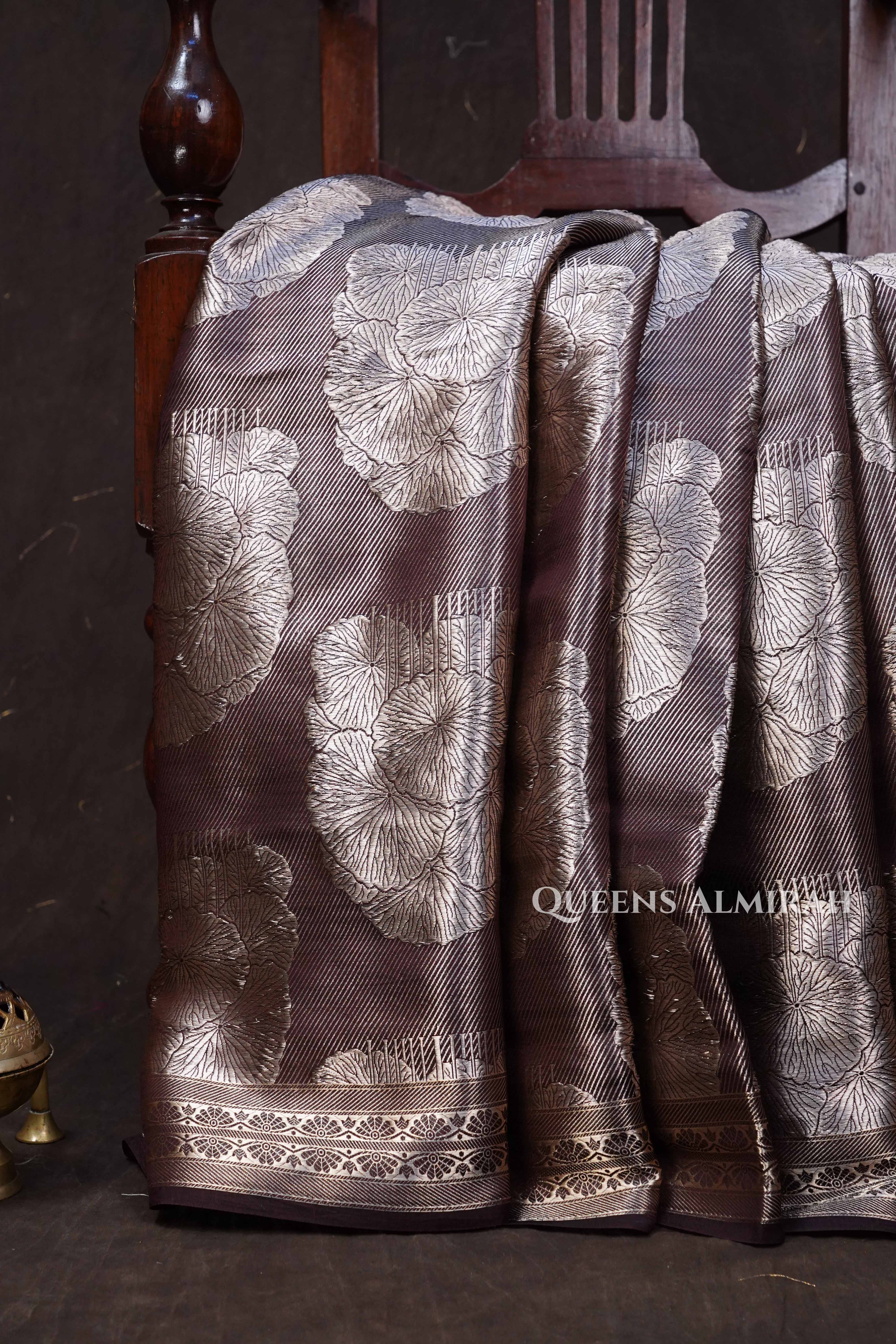 Chocolate Brown Banarasi Silk Saree