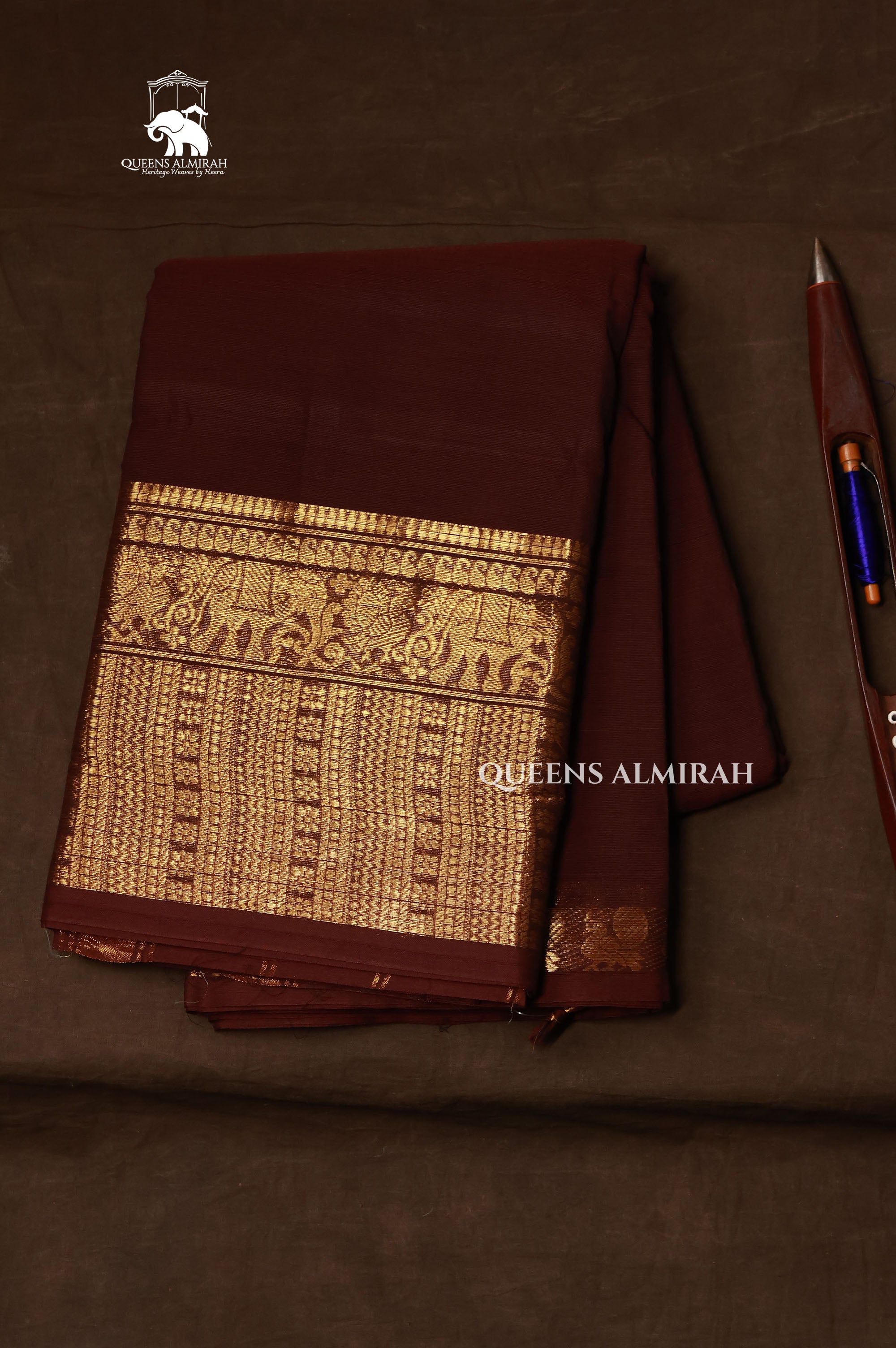 Brown Kanchi Cotton Saree