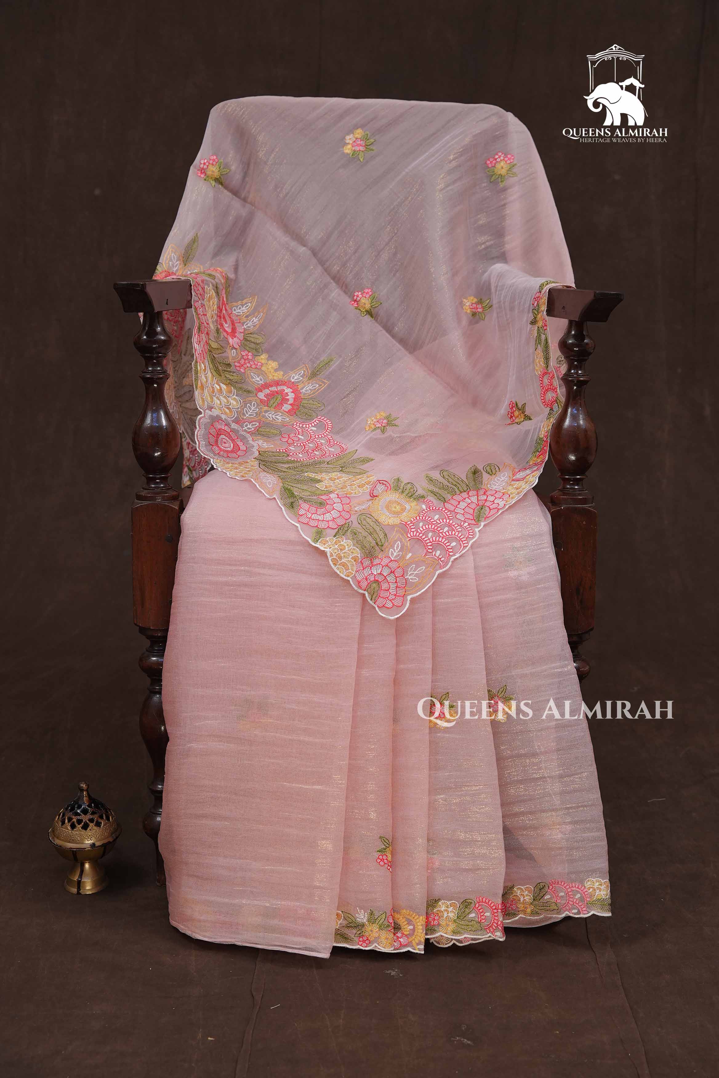 Pink Glass Tissue Saree