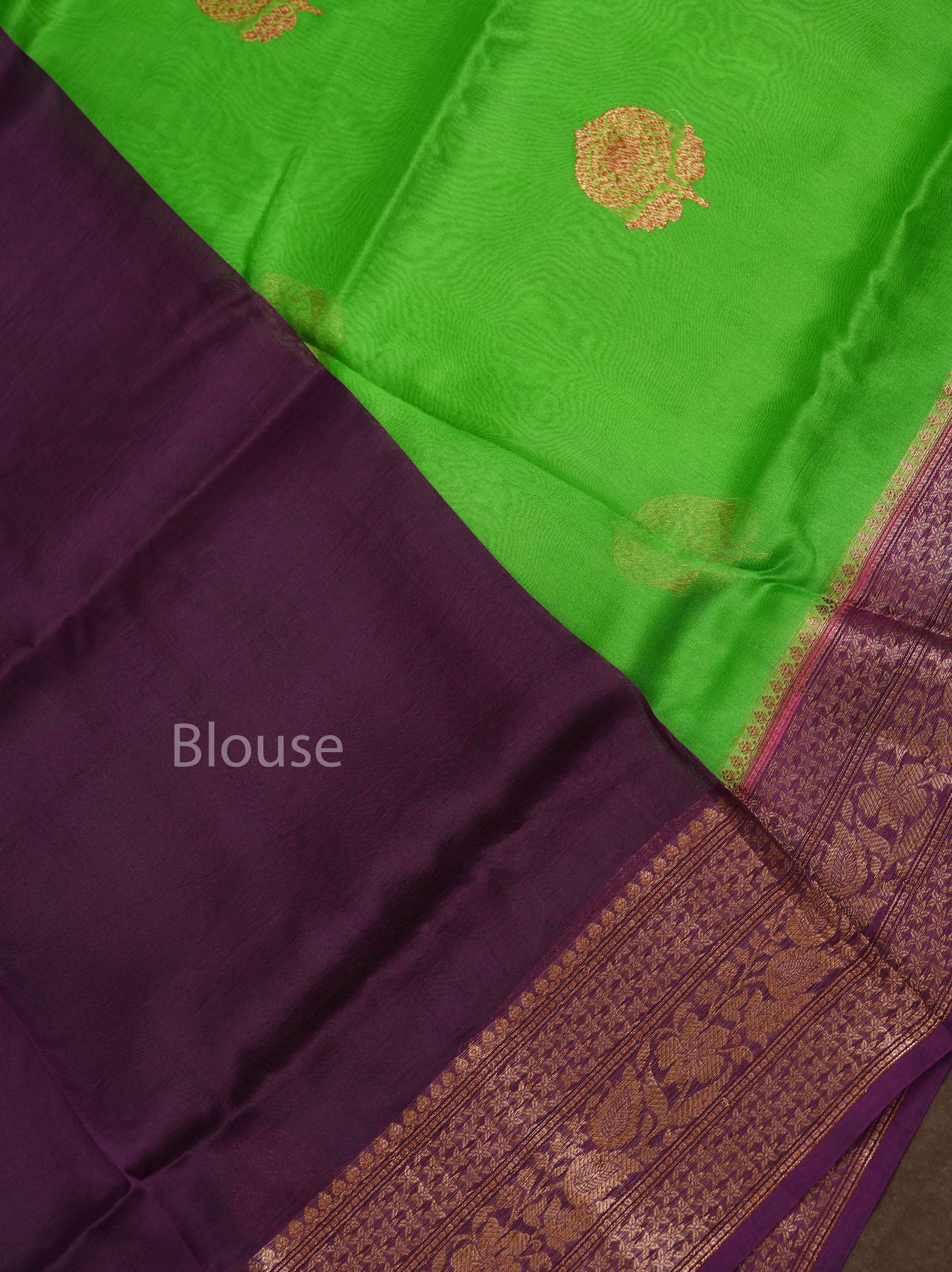 Green Banarasi Silk Organza saree