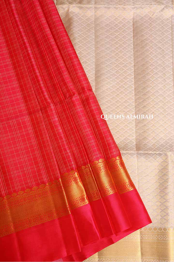 Rani Pink With Grey Pure Soft Silk Saree