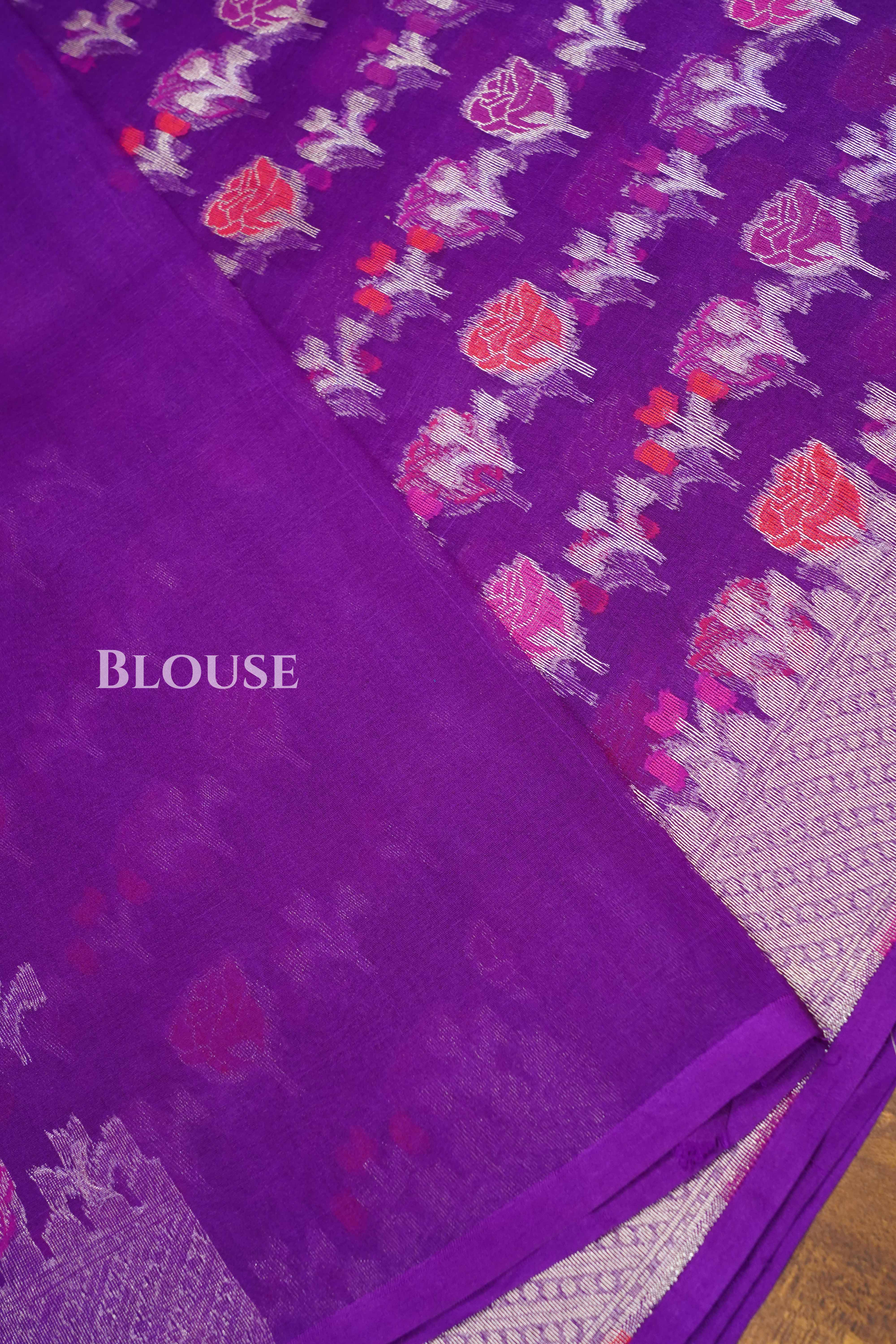Deep Purple Banarasi Organza Silk Saree