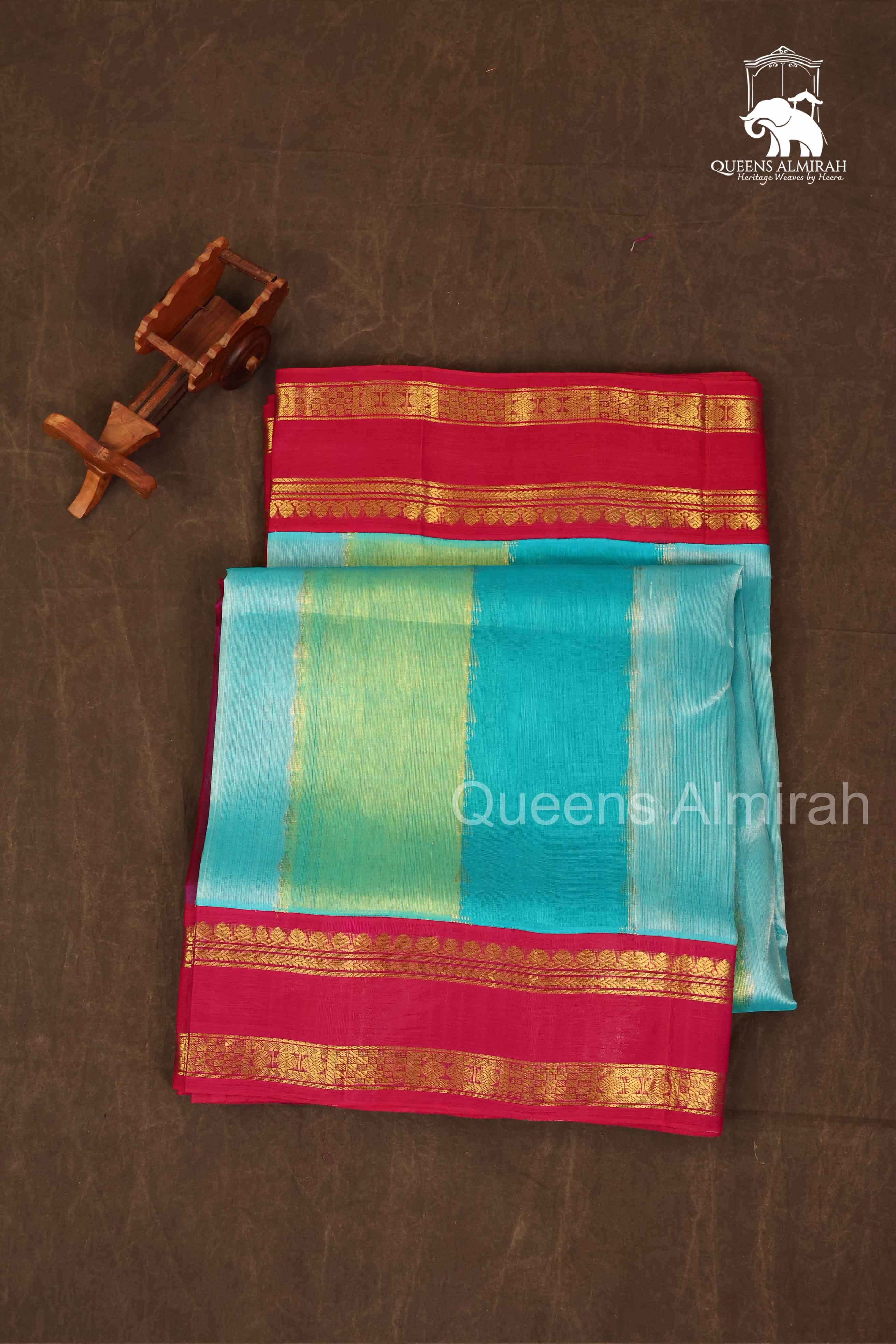 Multi Color With Purple Gap Border Pure Silk Cotton Saree
