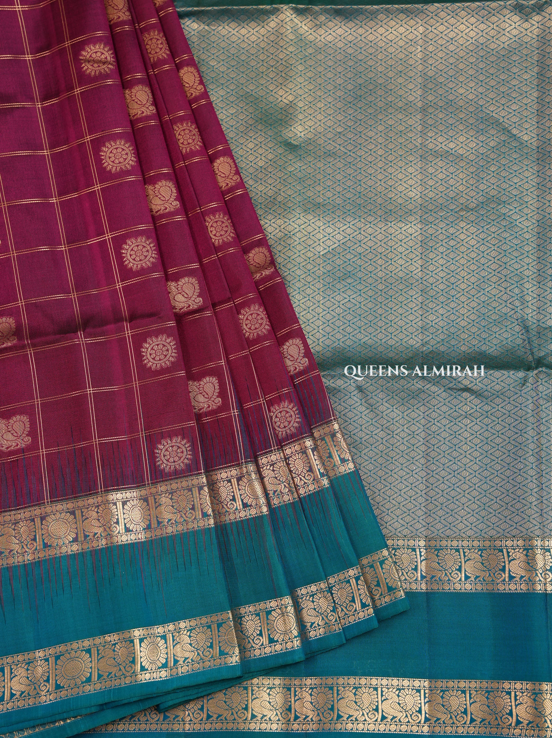 Purple With Ramar Green Pure Soft Silk Saree