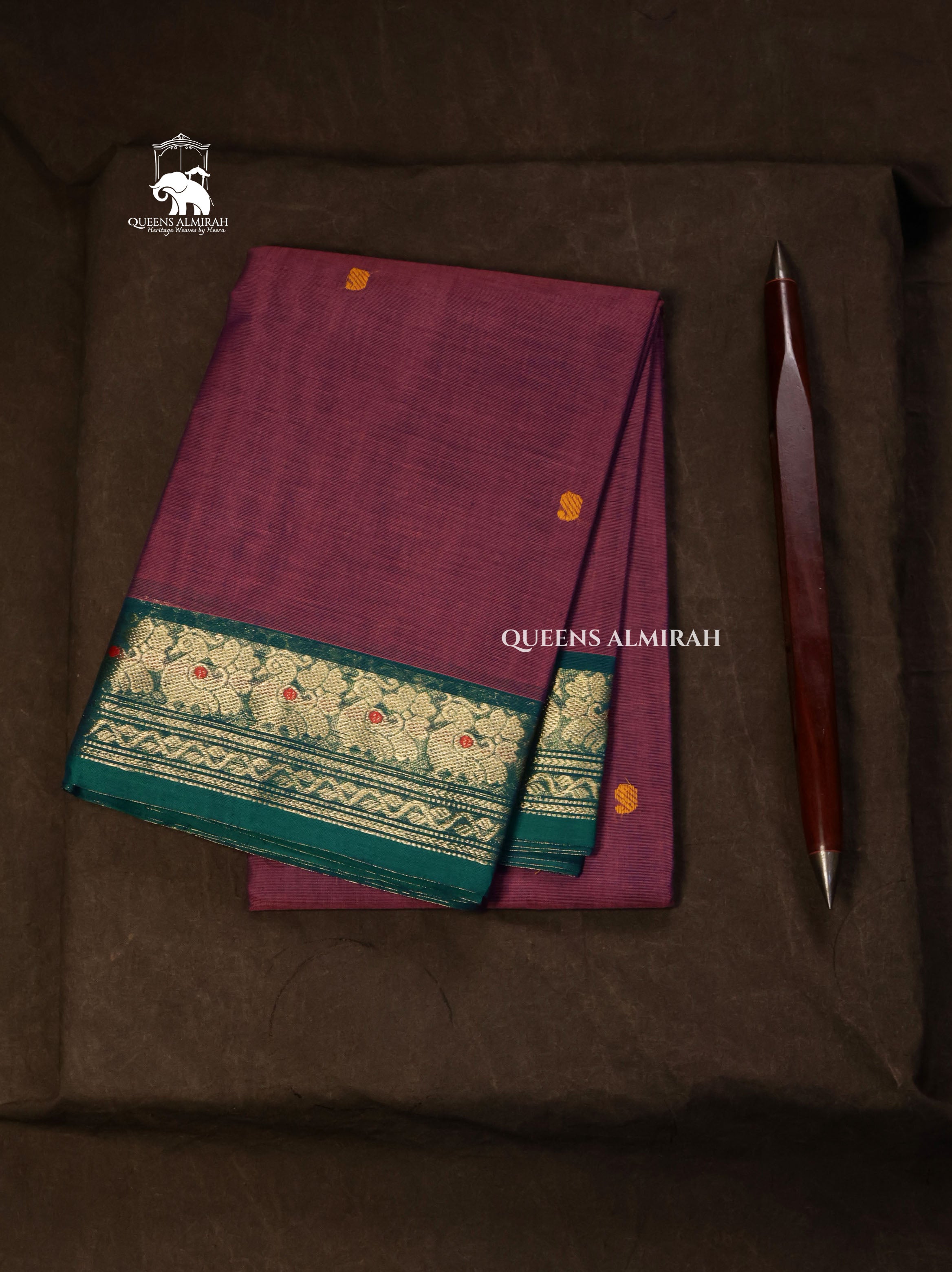 Purple With Green Kanchi Cotton Saree