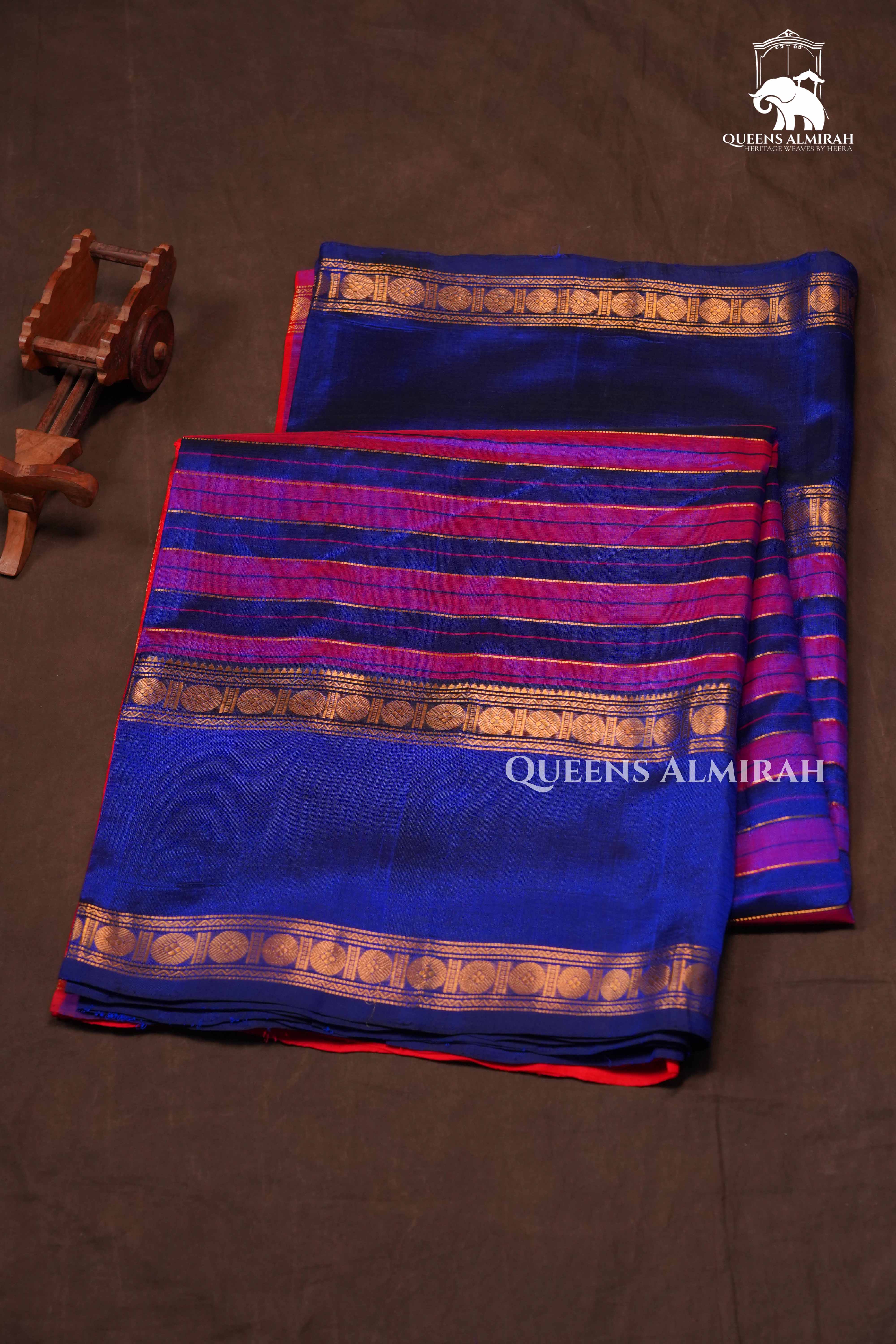 Royal Blue With Purple Pure Kanchi Silk Cotton Saree