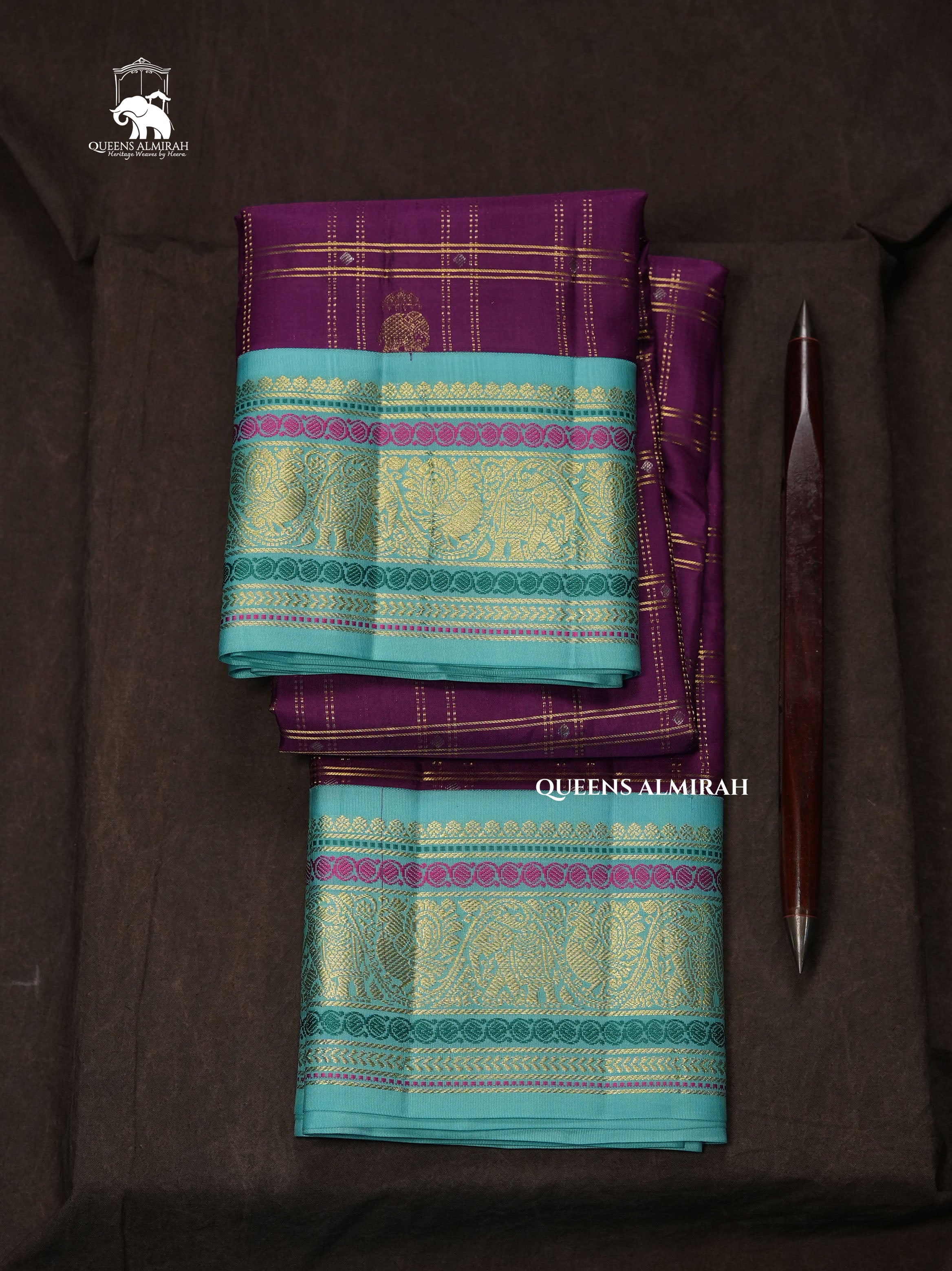 Grape Purple With Blue Pure Kanchivaram Silk Saree