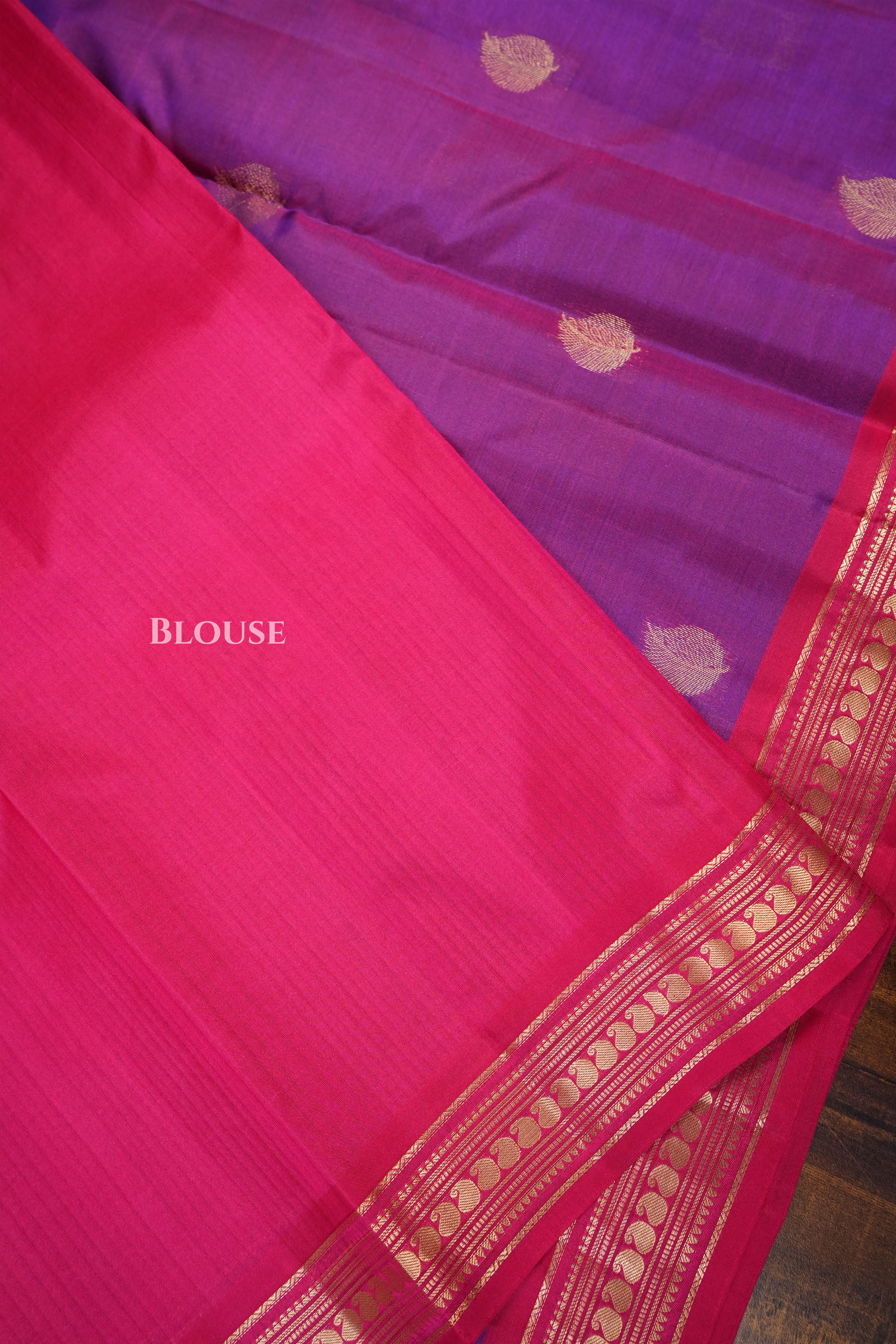 Purple With Pink Pure Kanchivaram Silk Saree