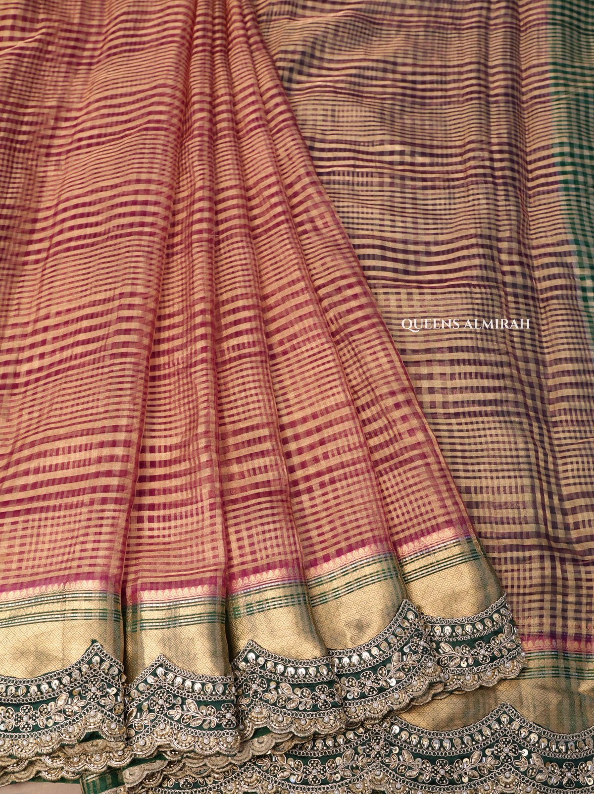 Purple With Green Radhe Leela Pure Chanderi Designer Silk Saree