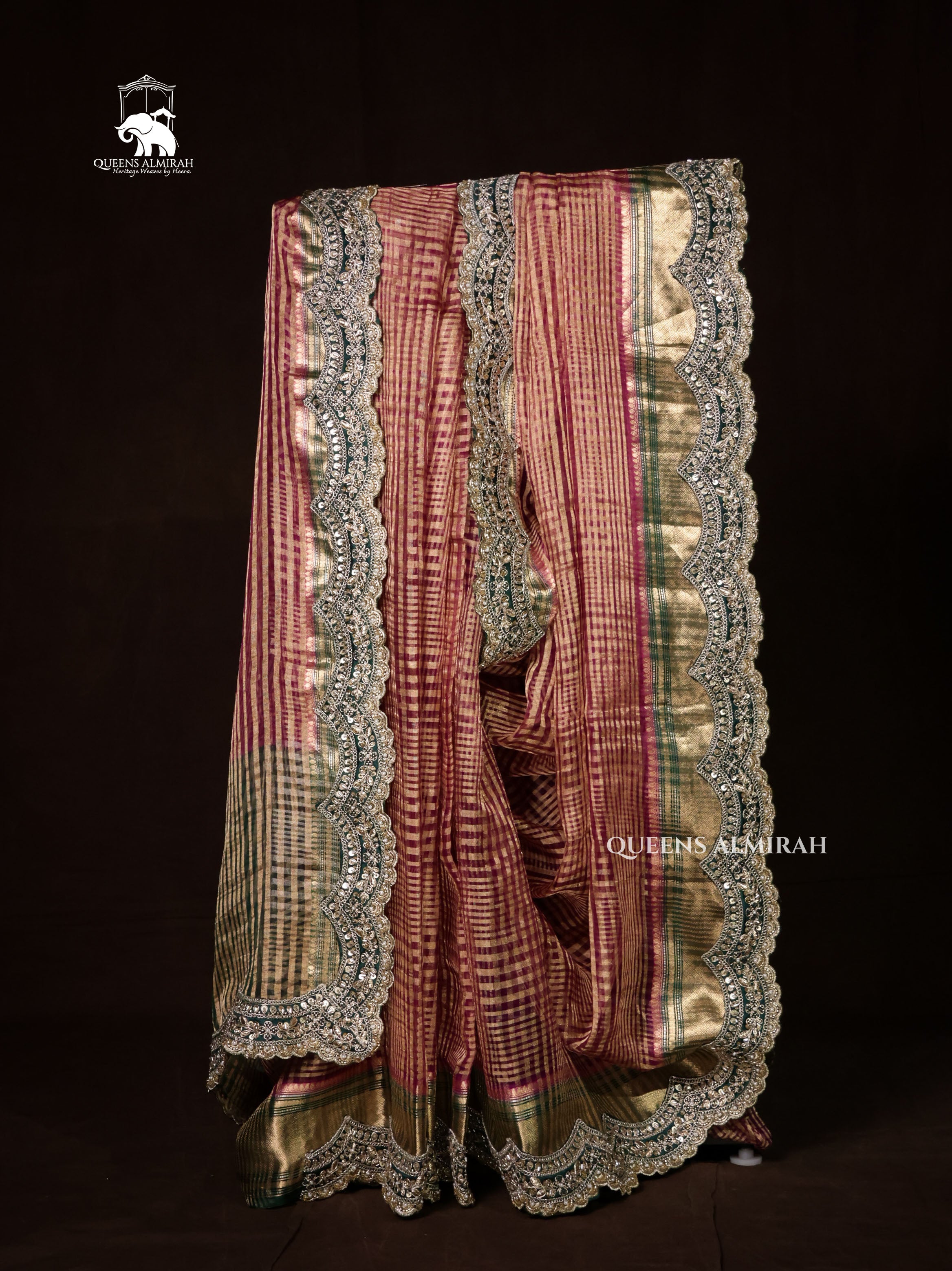 Purple With Green Radhe Leela Pure Chanderi Designer Silk Saree