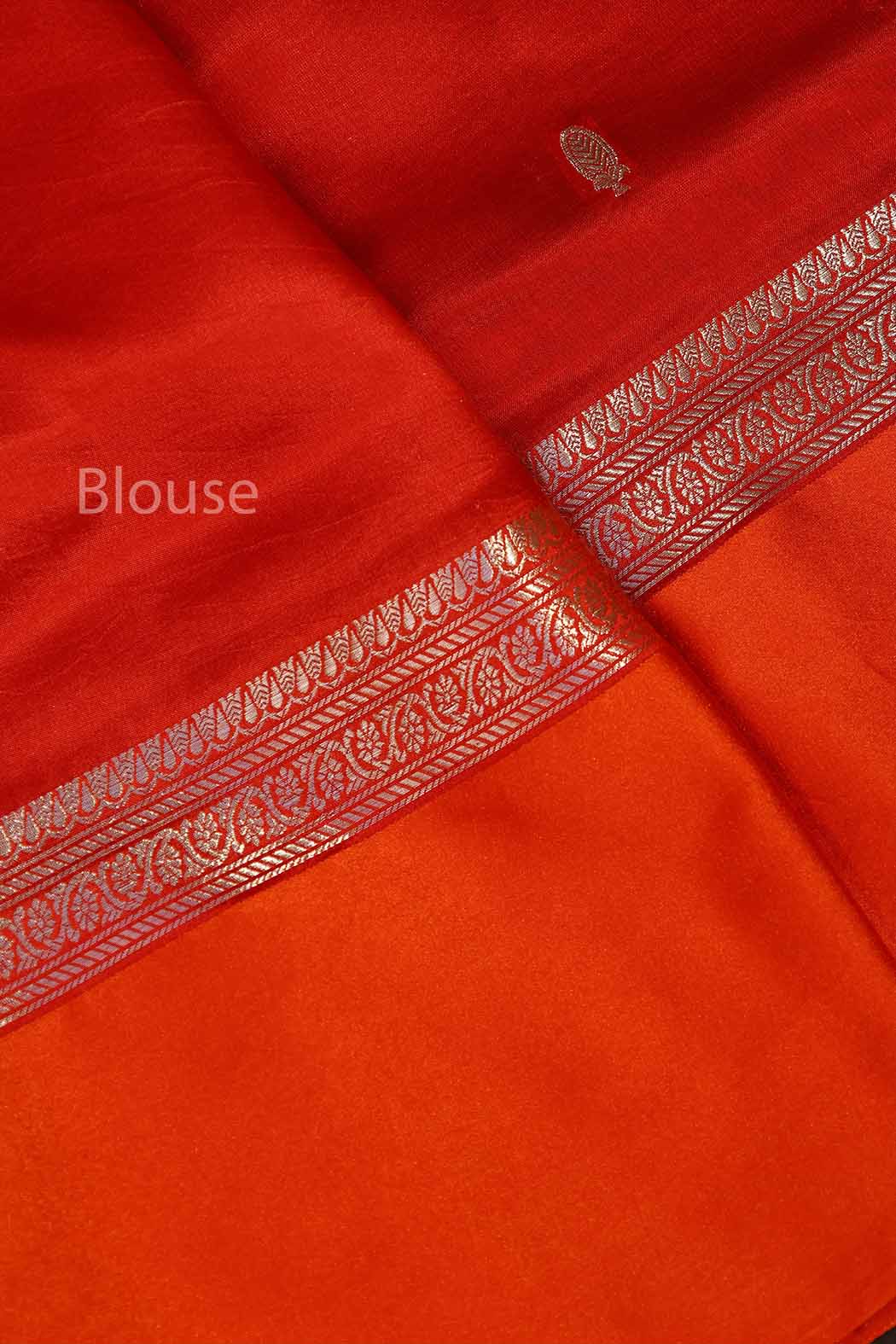 Red With Orange Pure Banarasi Soft Silk Saree