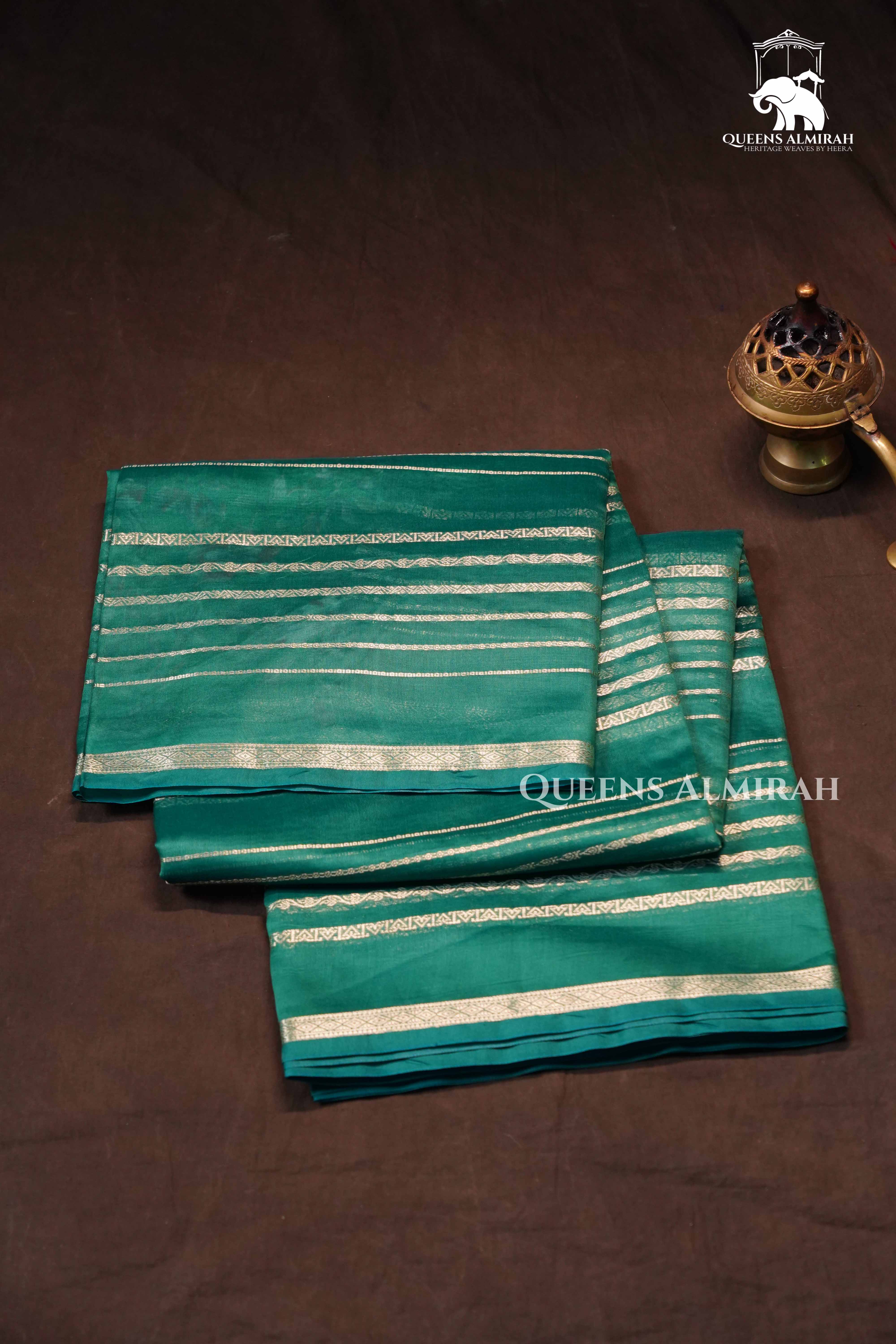 Aqua Green Chanderi Silk Cotton Saree
