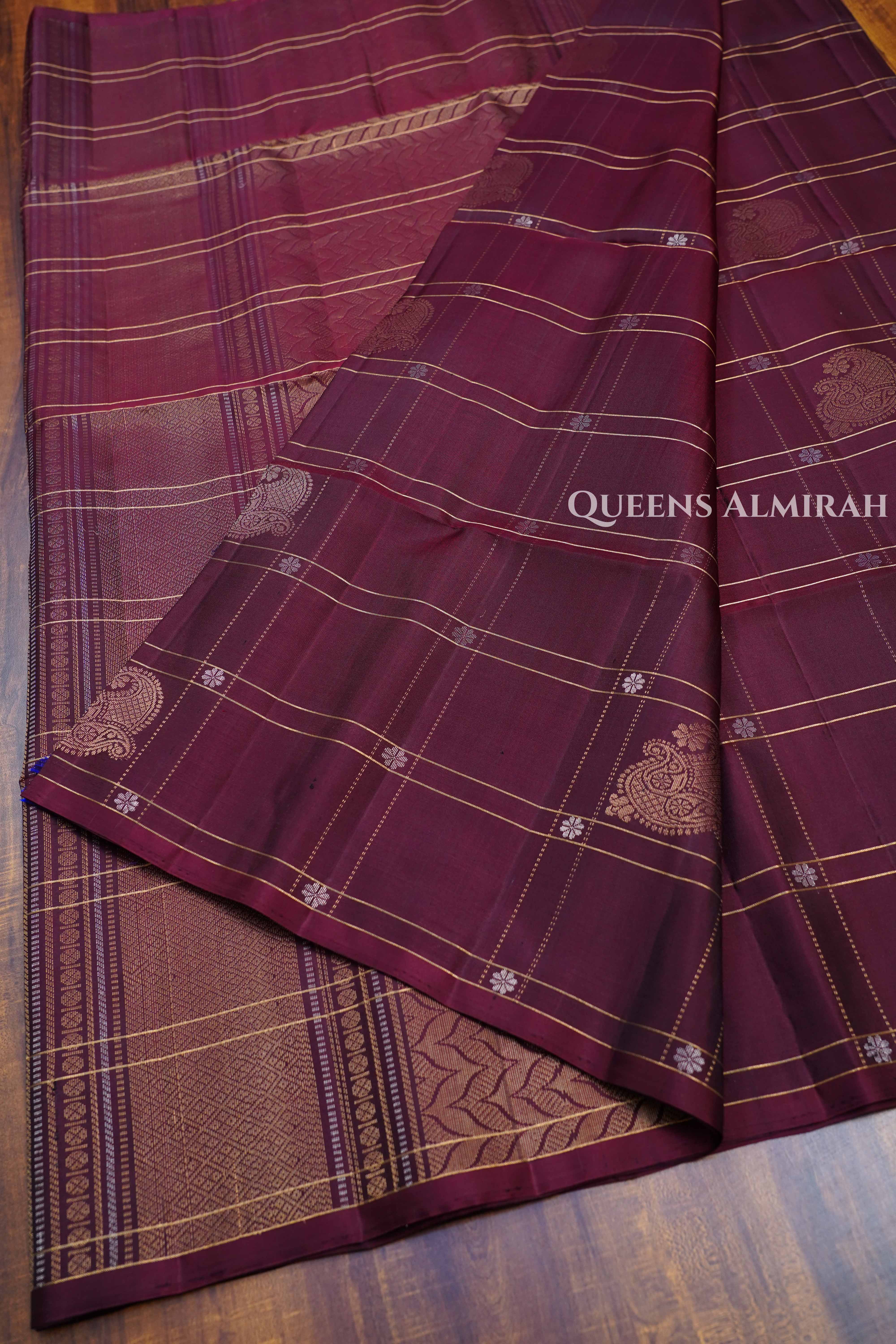 Wine Berry Pure Soft Silk Saree