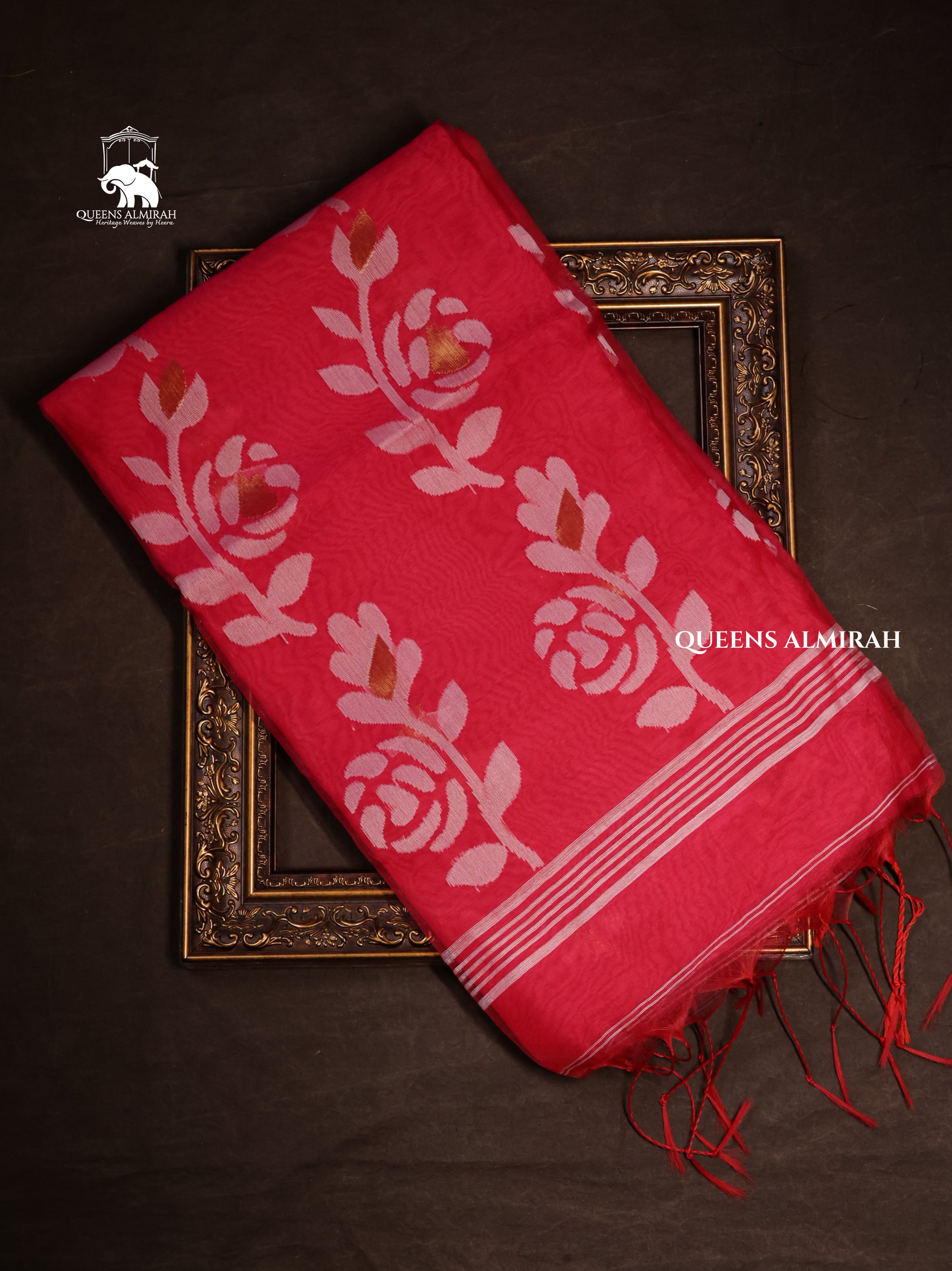 Pink Muslin Jamdani Saree